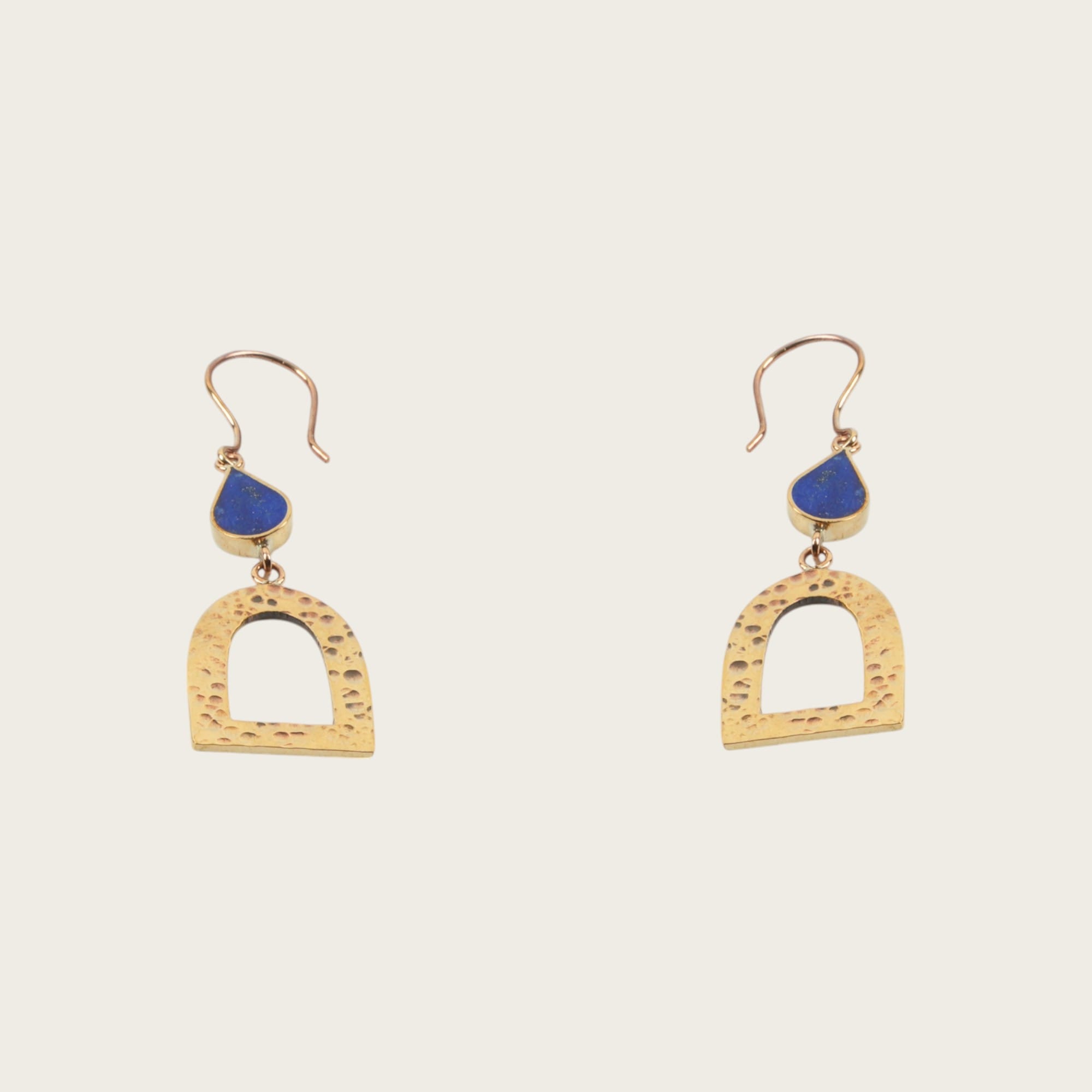 Earrings, Handmade, Gold plated, Lapis (Lajaward) Artisan Made