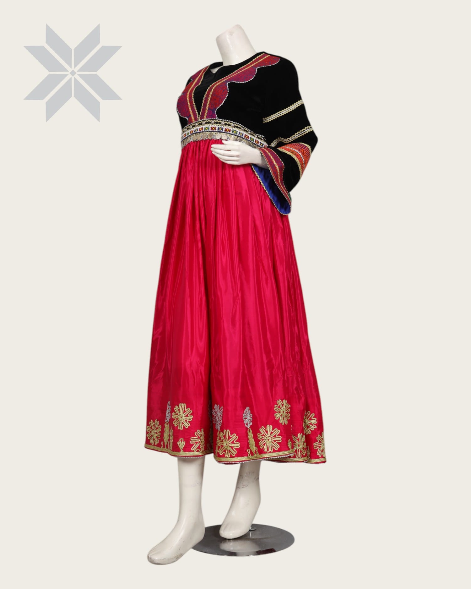 Red Afghani Embroidered Women Dress