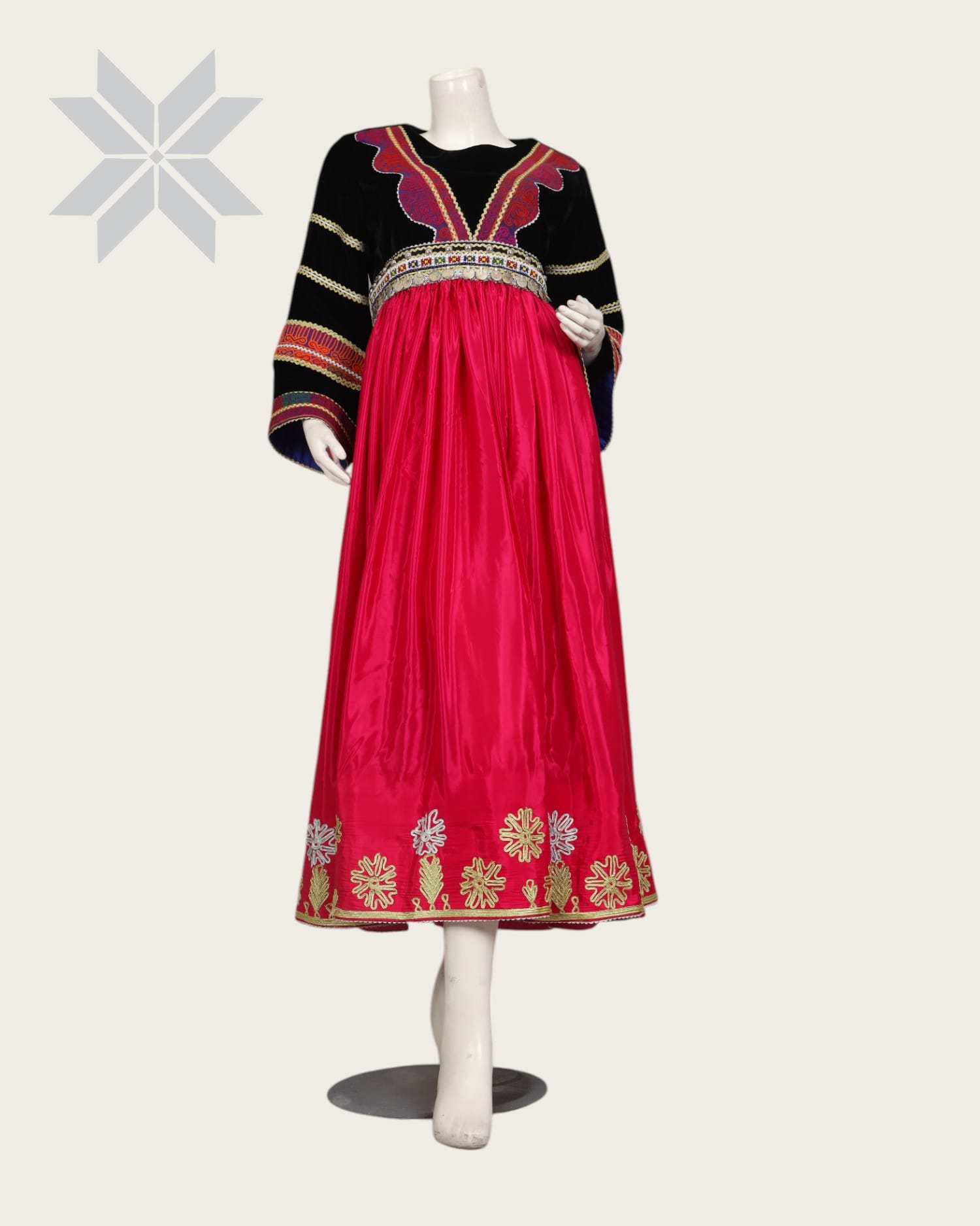 Red Afghani Embroidered Women Dress