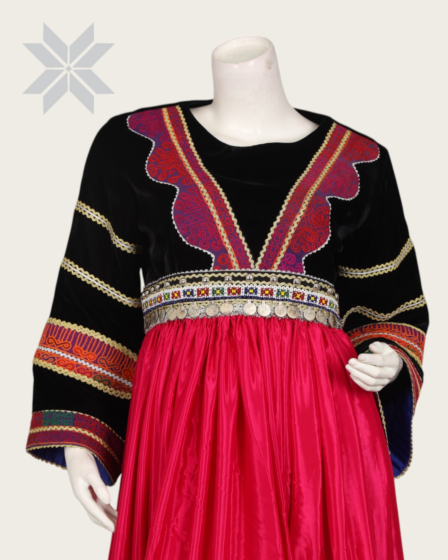 Red Afghani Embroidered Women Dress
