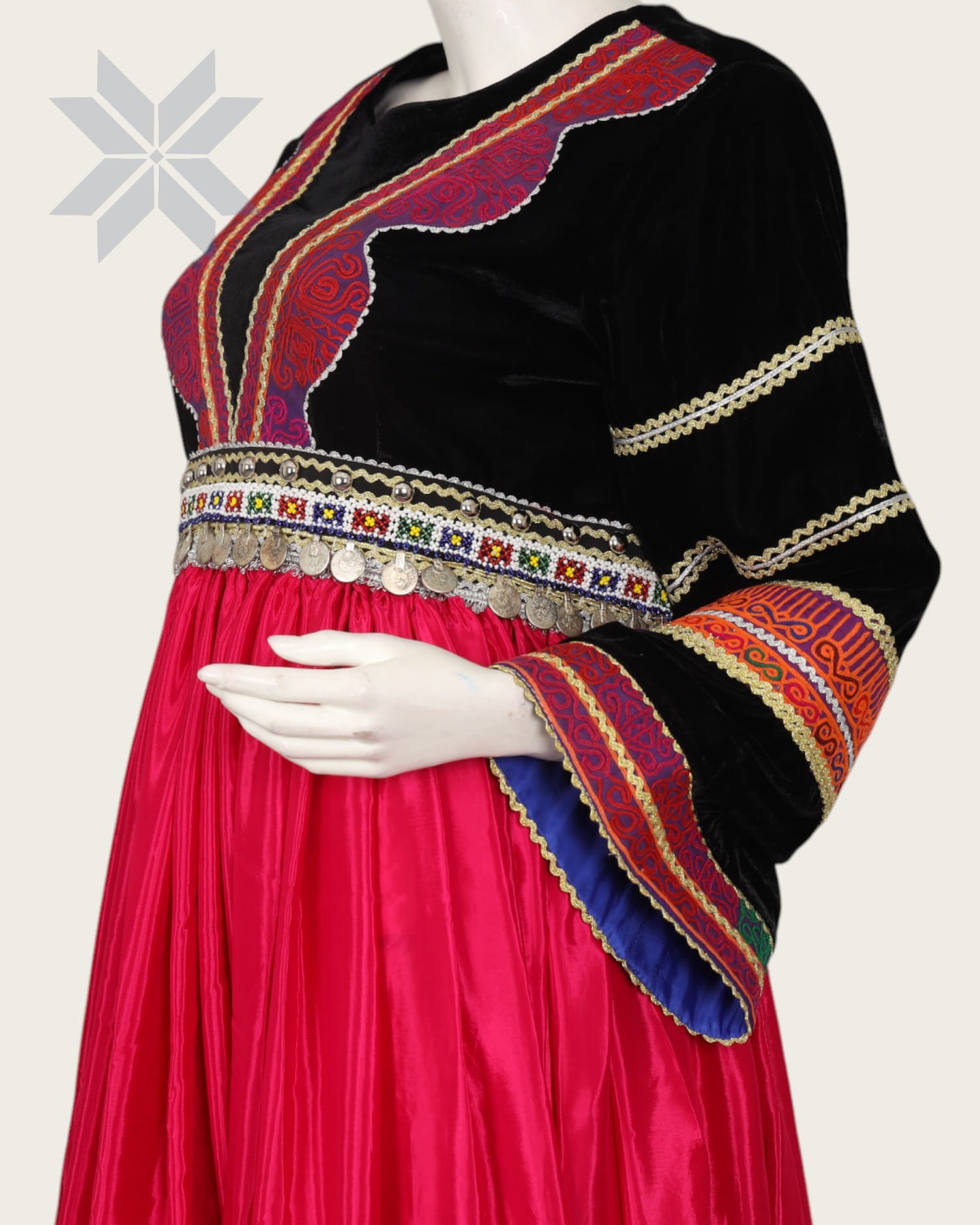 Red Afghani Embroidered Women Dress