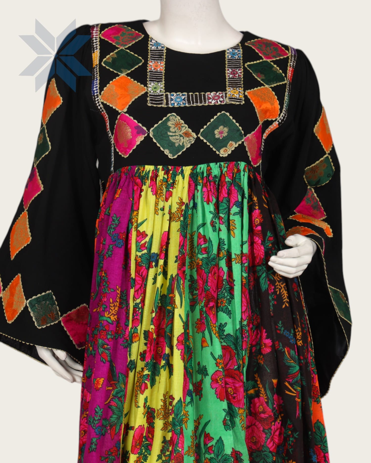 Rangina Patchwork Multicolor  Afghani Women Dress