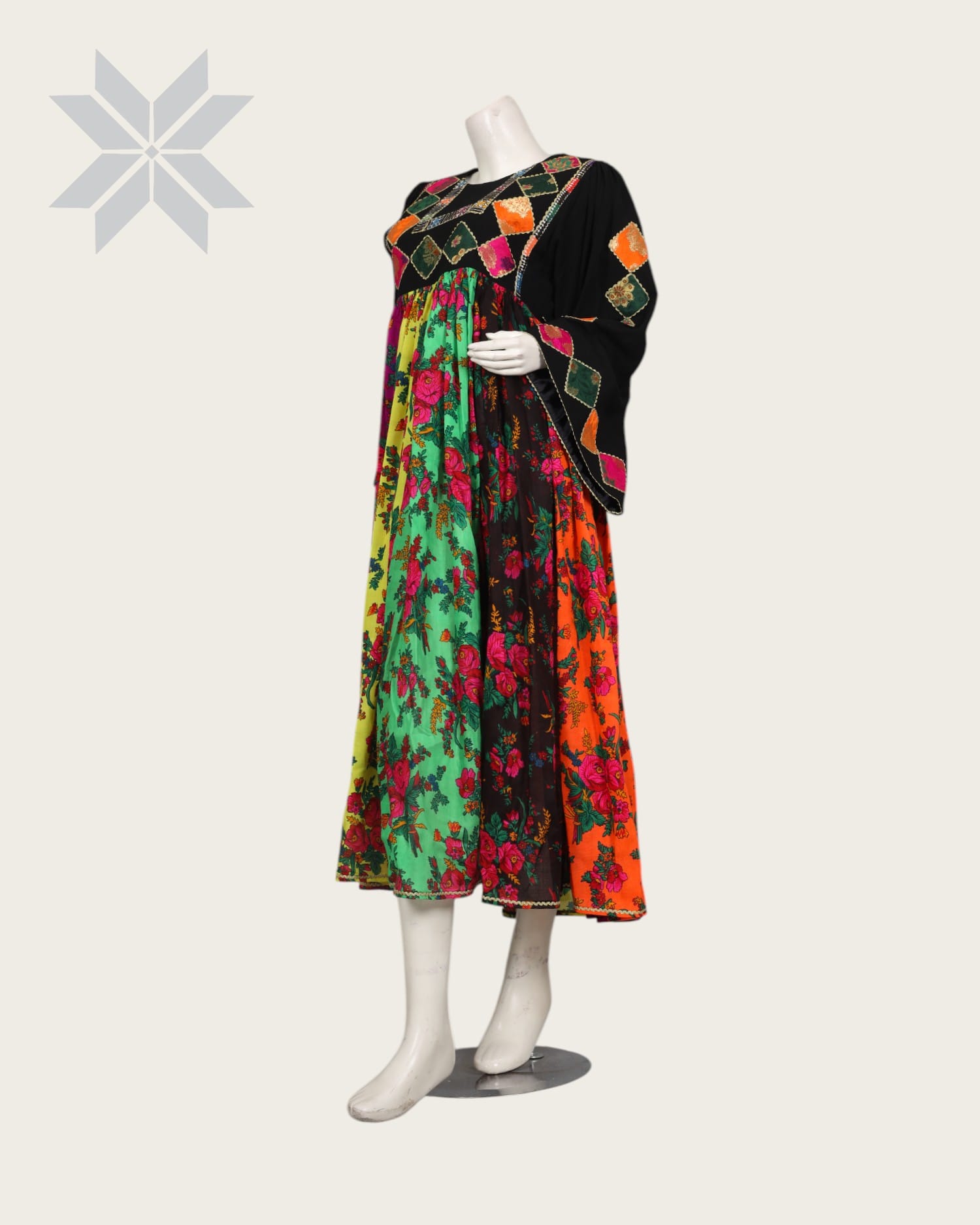 Rangina Patchwork Multicolor  Afghani Women Dress