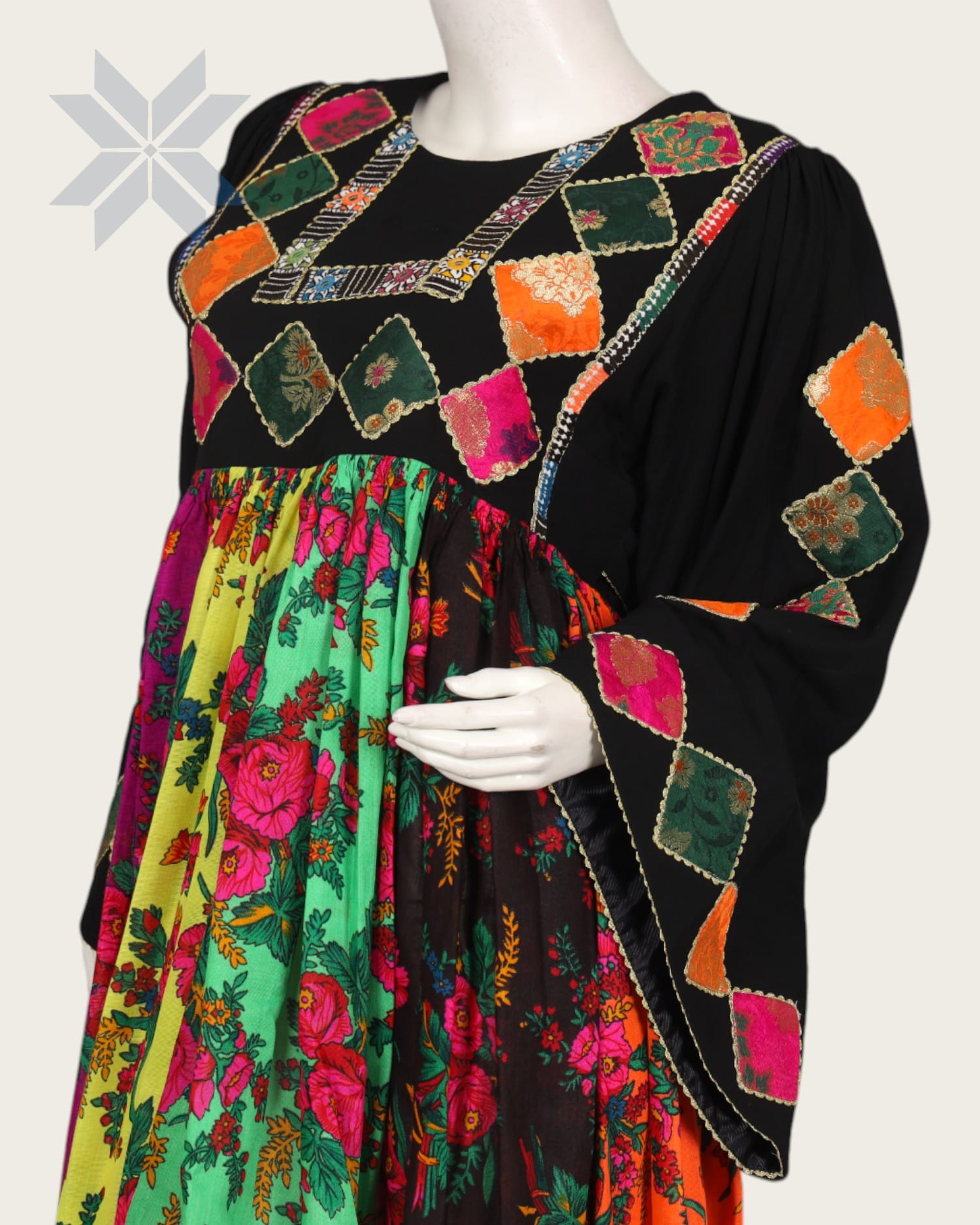 Rangina Patchwork Multicolor  Afghani Women Dress
