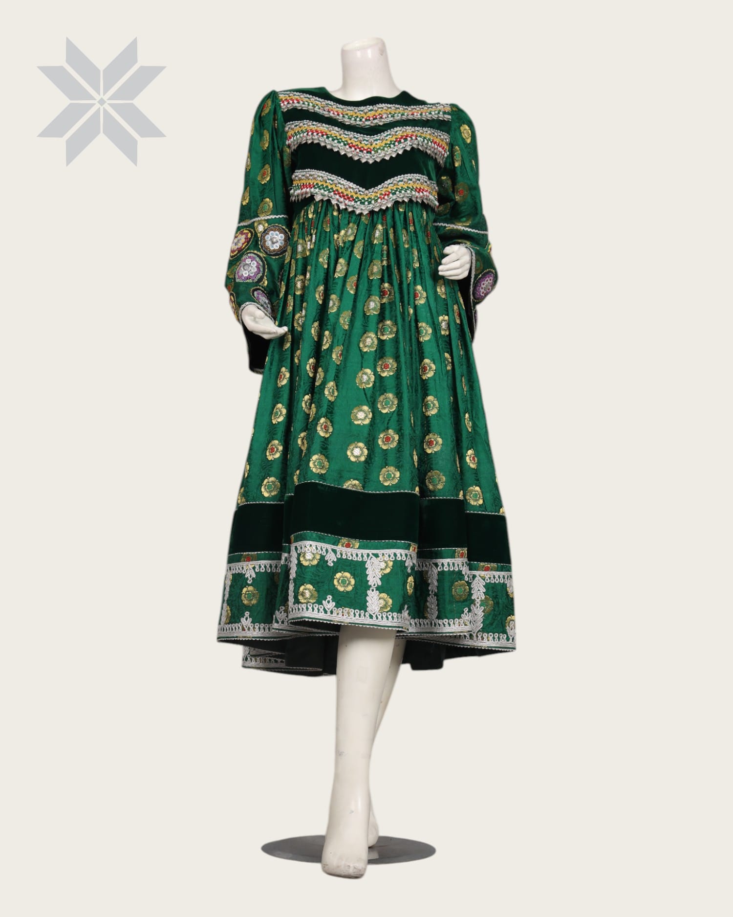 Afghani Embroidered Dress Banarsi