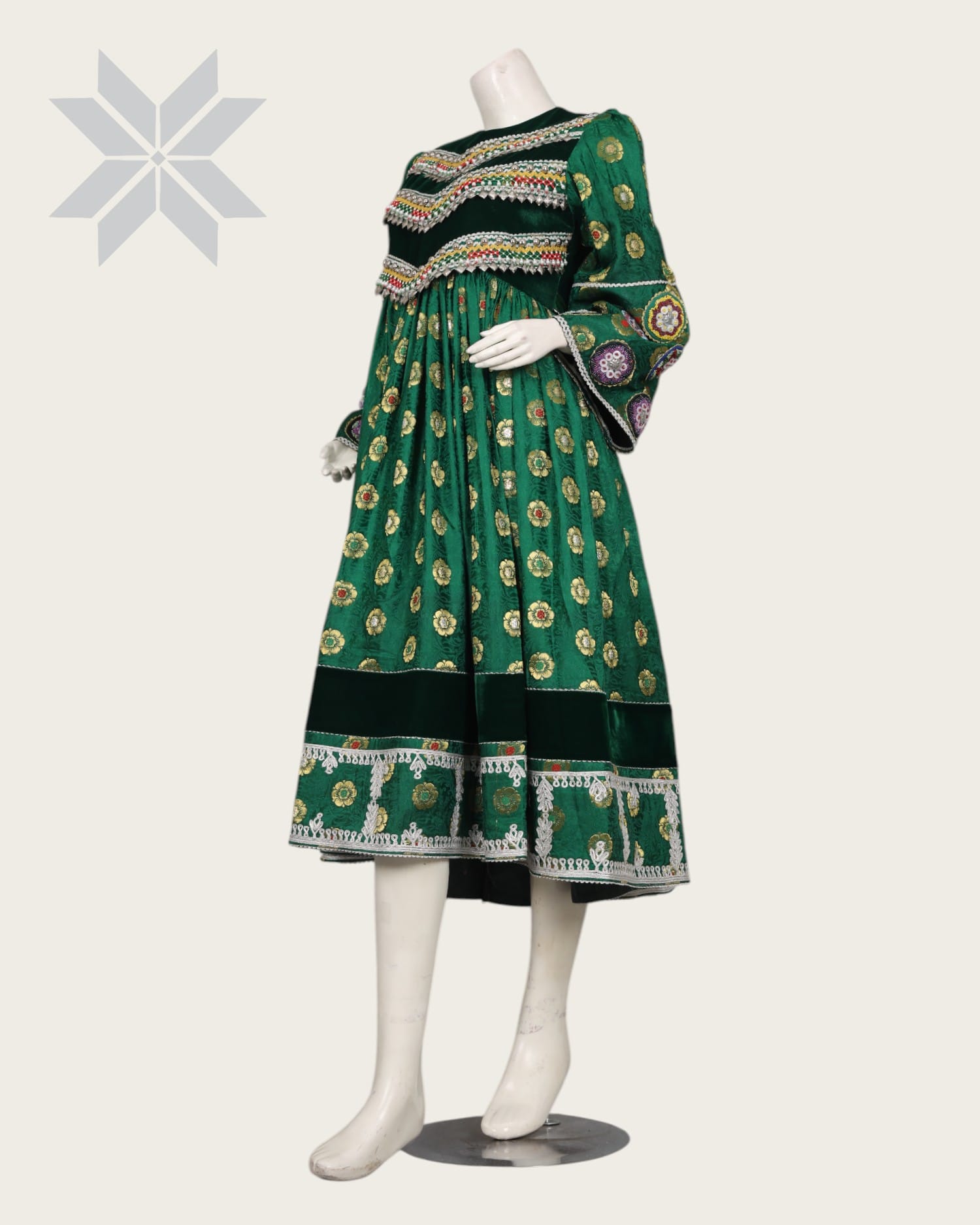 Afghani Embroidered Dress Banarsi