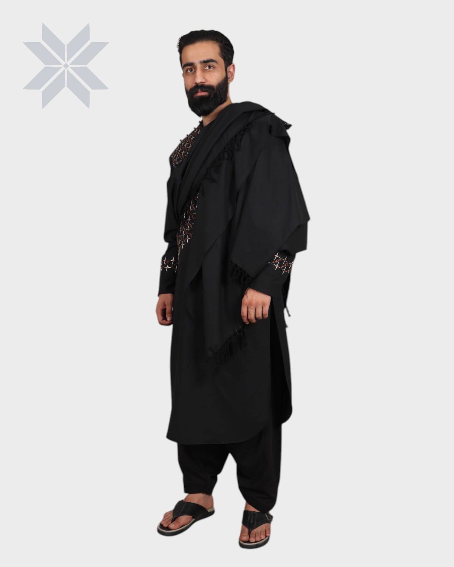 Black Star Men Embroidered Cloth