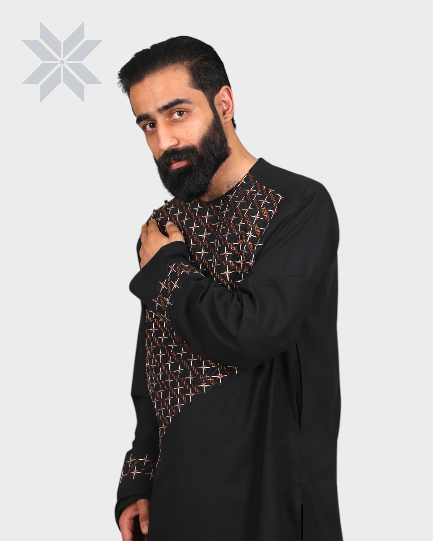 Black Star Men Embroidered Cloth