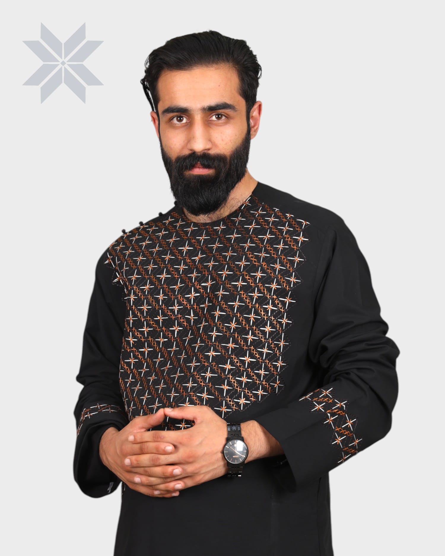 Black Star Men Embroidered Cloth