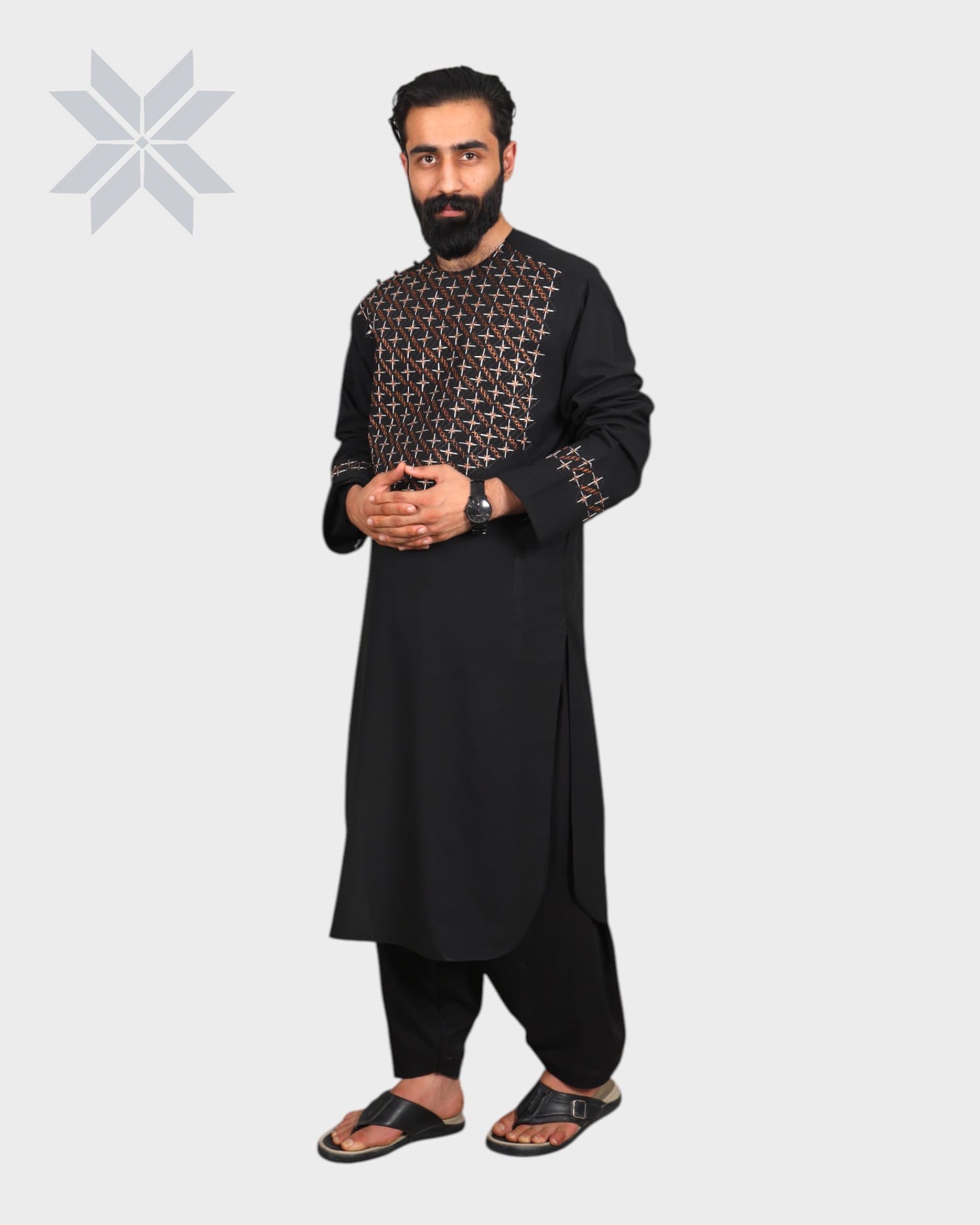 Black Star Men Embroidered Cloth