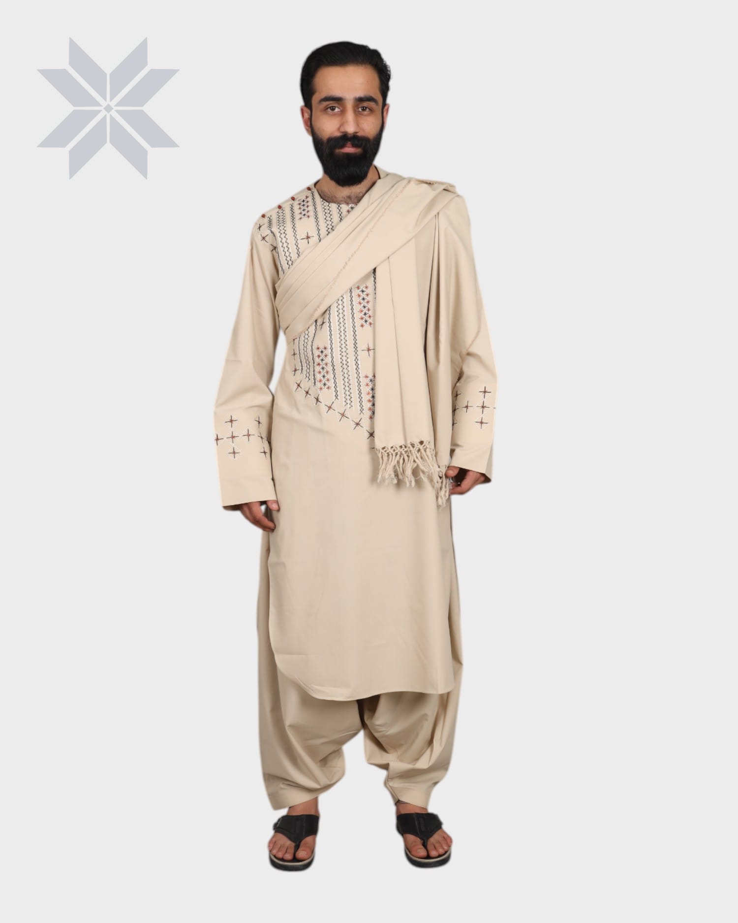 Creami Men’s Embroidered Kurta Set, Male Afghan Clothes