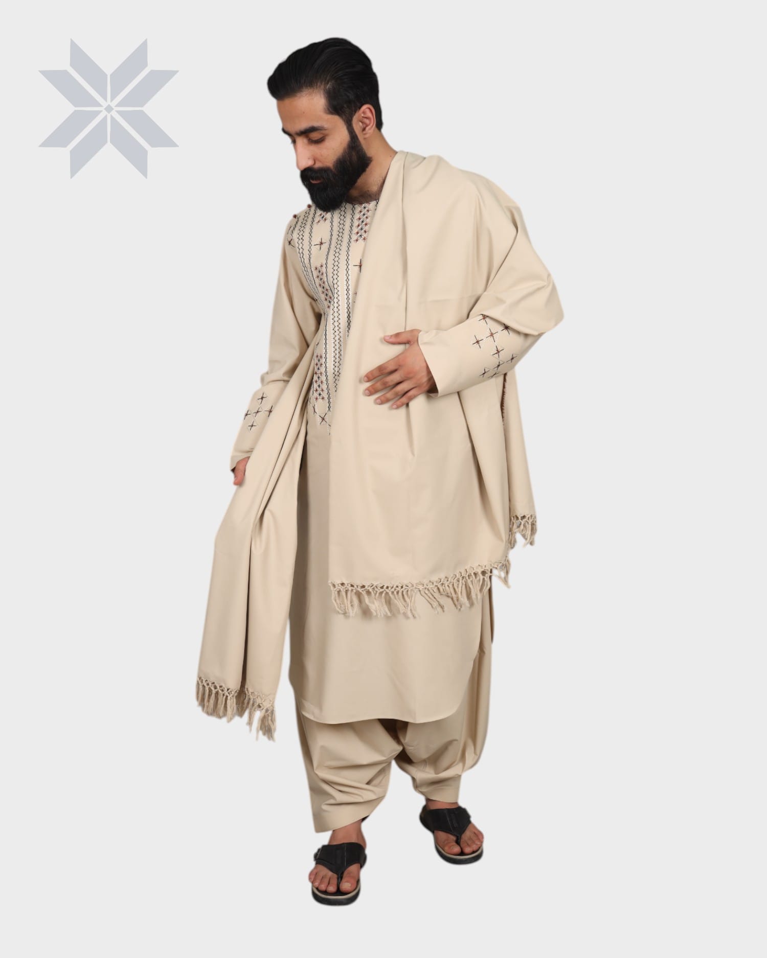Creami Men’s Embroidered Kurta Set, Male Afghan Clothes