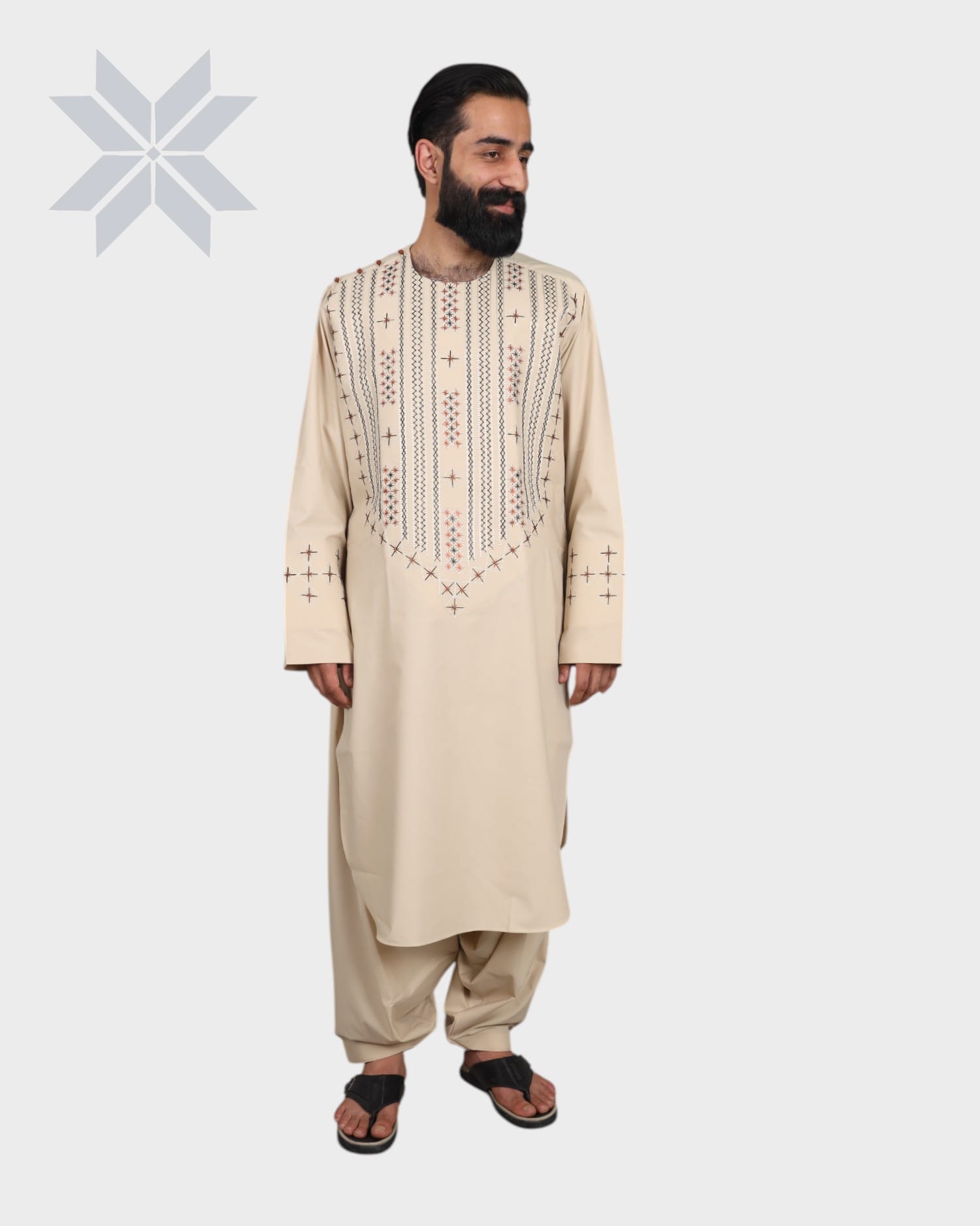 Creami Men’s Embroidered Kurta Set, Male Afghan Clothes