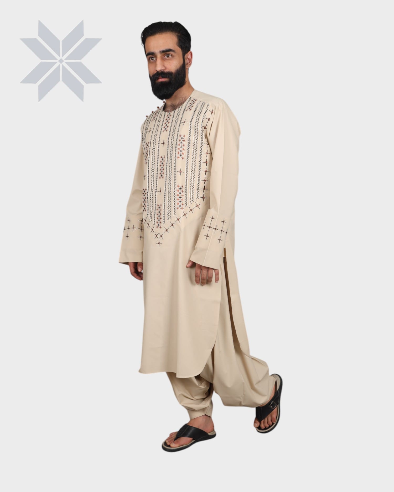 Creami Men’s Embroidered Kurta Set, Male Afghan Clothes