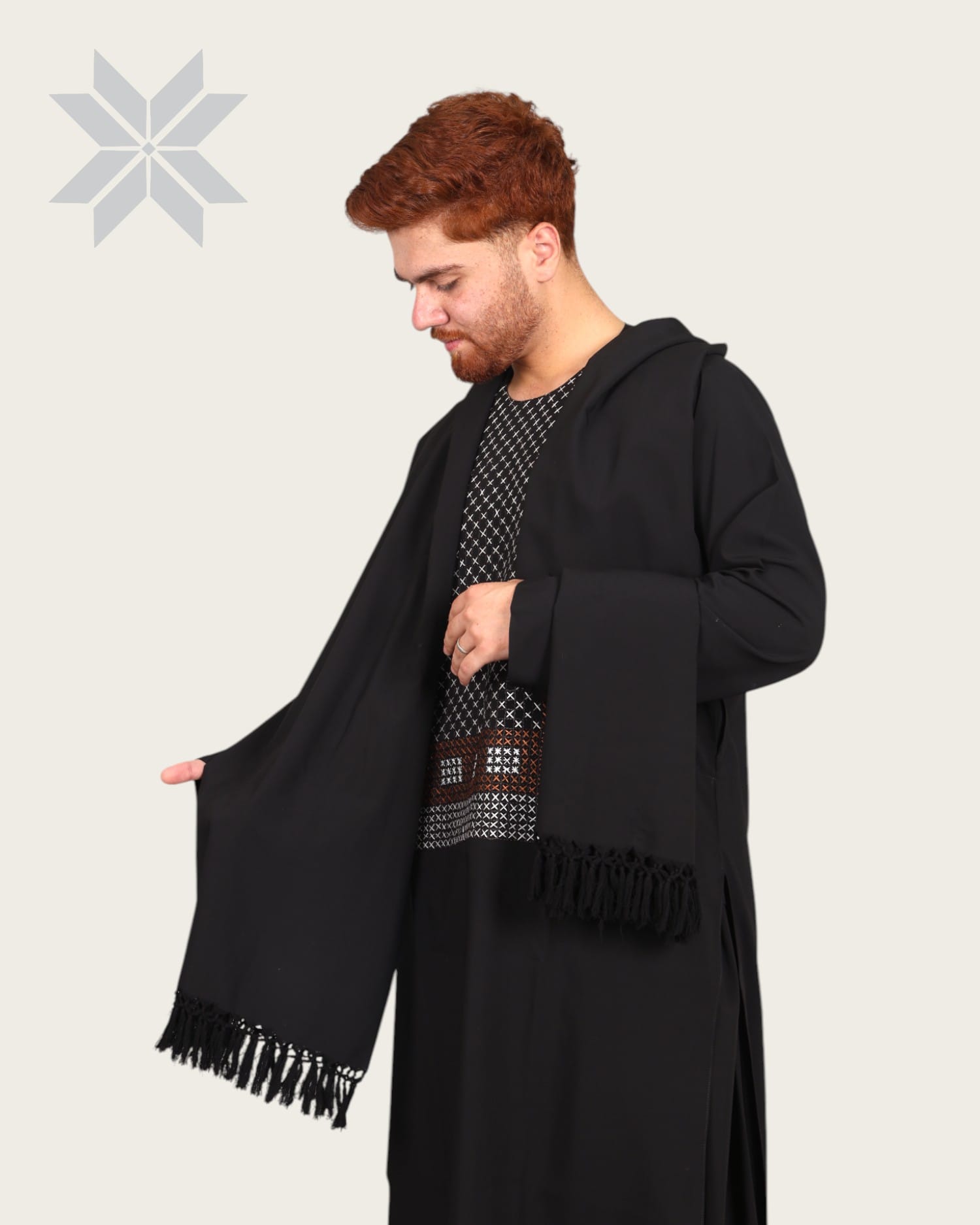Traditional Men’s Embroidered Cloth Set, Black