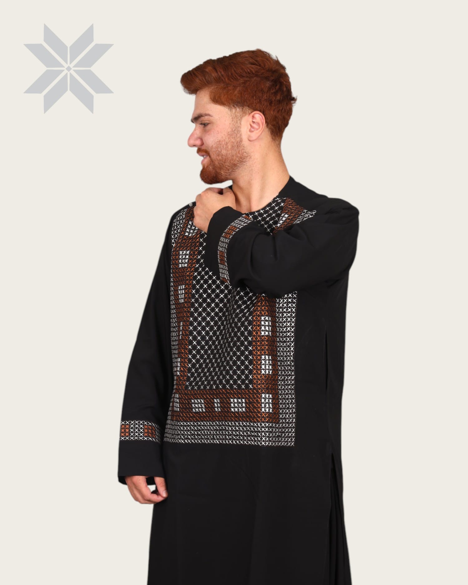 Traditional Men’s Embroidered Cloth Set, Black