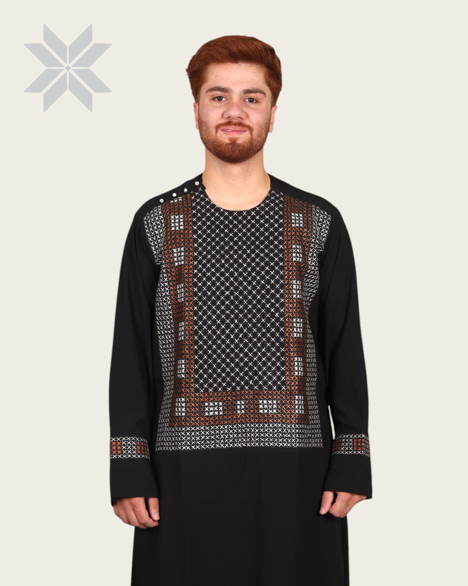Traditional Men’s Embroidered Cloth Set, Black