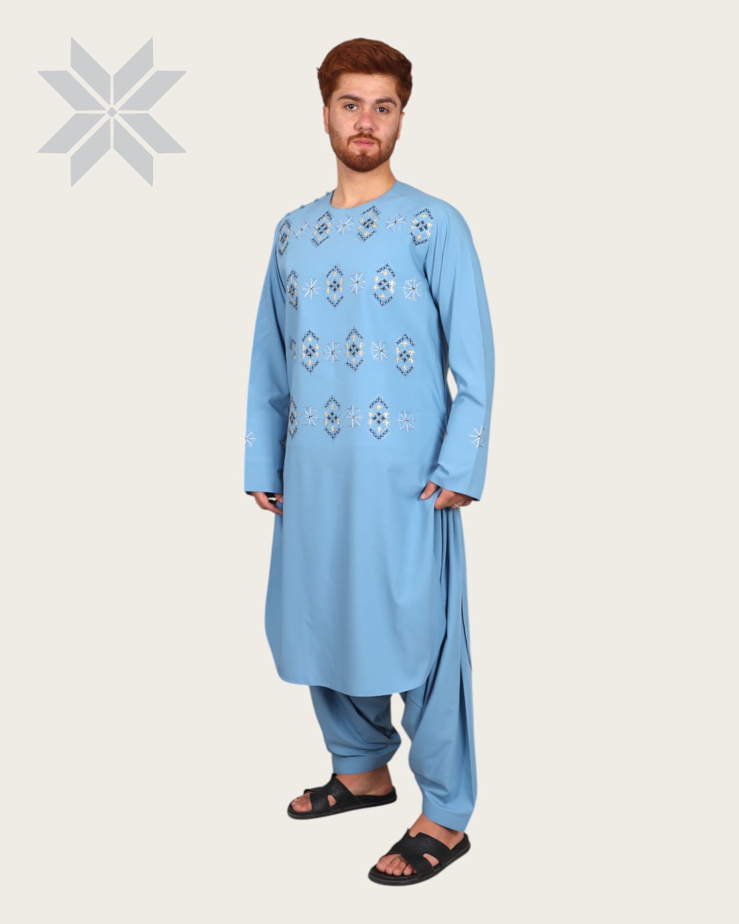 Sky Charm Men's Embroidered Cloth Set