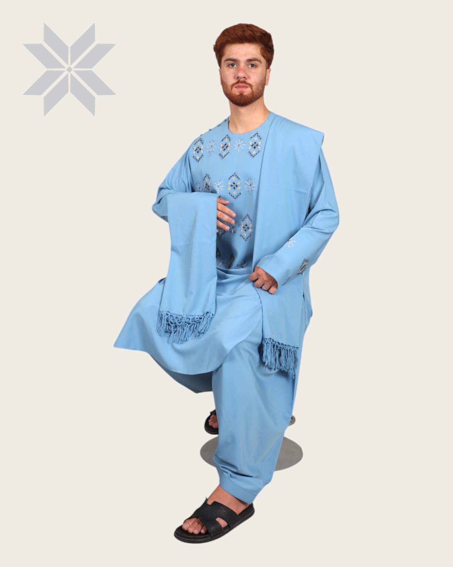 Sky Charm Men's Embroidered Cloth Set