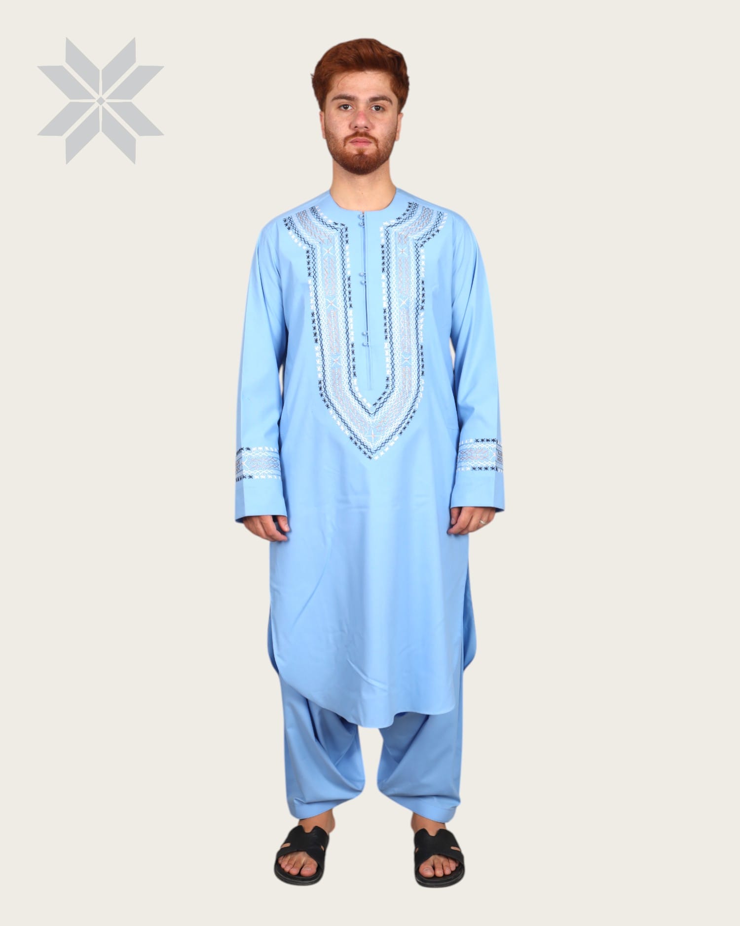 Sky Charm Embroidered Men  traditional Afghani men’s outfit Cloths with Shawl
