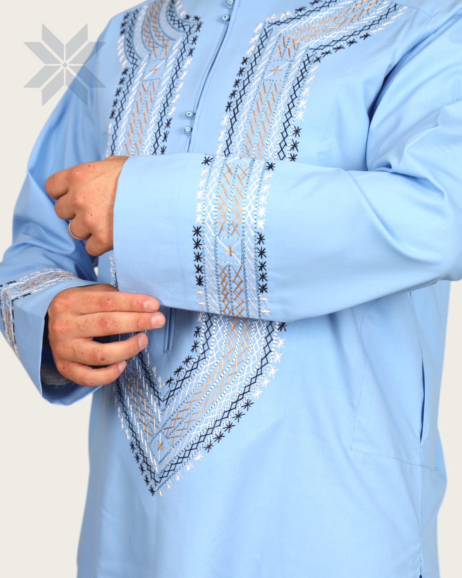 Sky Charm Embroidered Men  traditional Afghani men’s outfit Cloths with Shawl