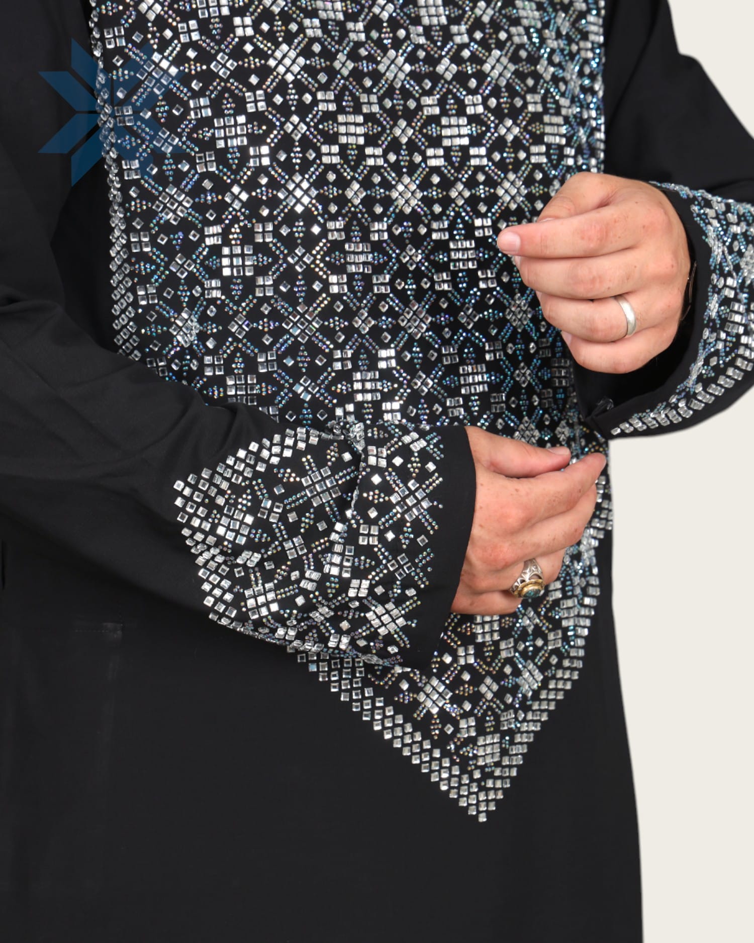Black Mirror Men Cloth with Shawl, Full Set Perahan Tunban