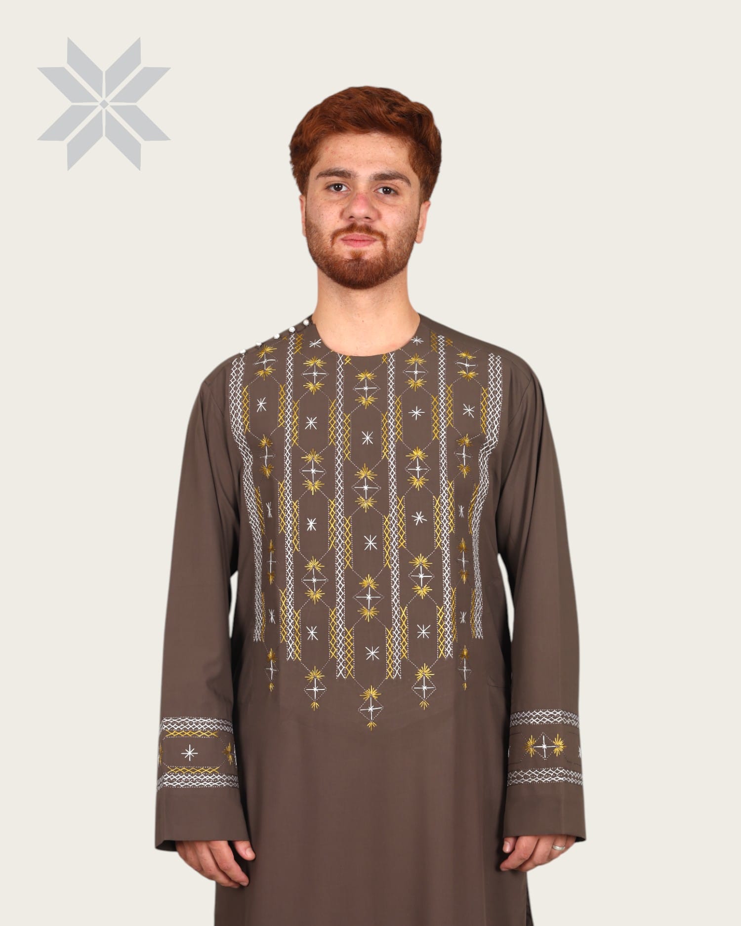 Badshahi Brown Men Cloths Embroidered Set