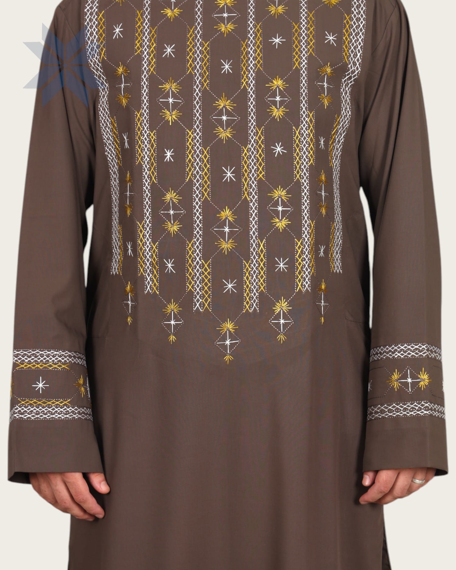 Badshahi Brown Men Cloths Embroidered Set