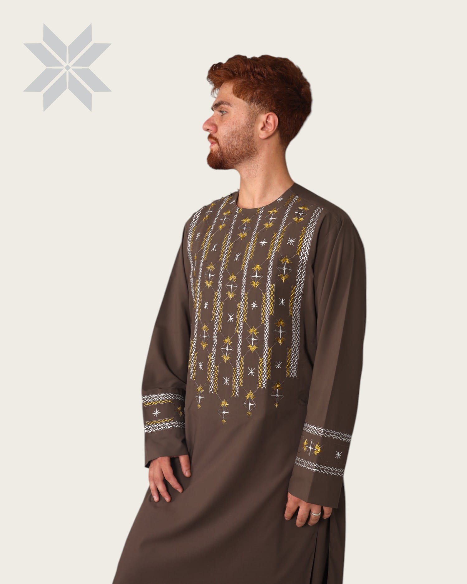 Badshahi Brown Men Cloths Embroidered Set