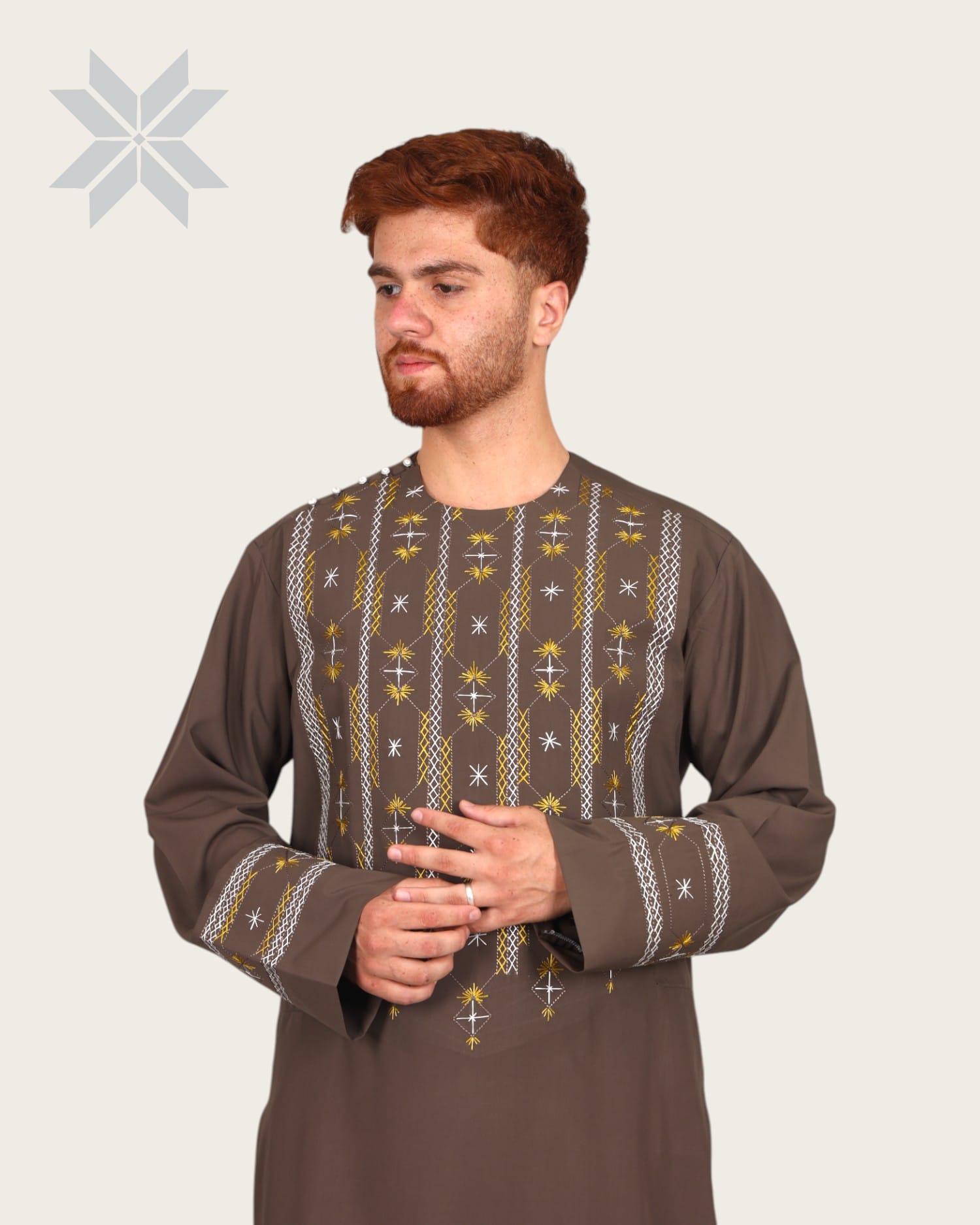 Badshahi Brown Men Cloths Embroidered Set