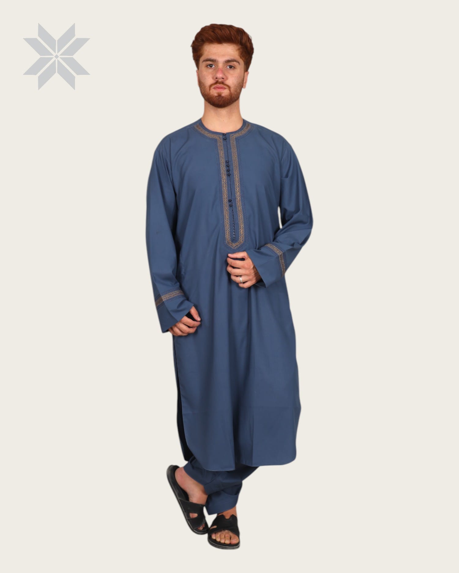 Steel Blue Arabic Style Men Traditional Outfit
