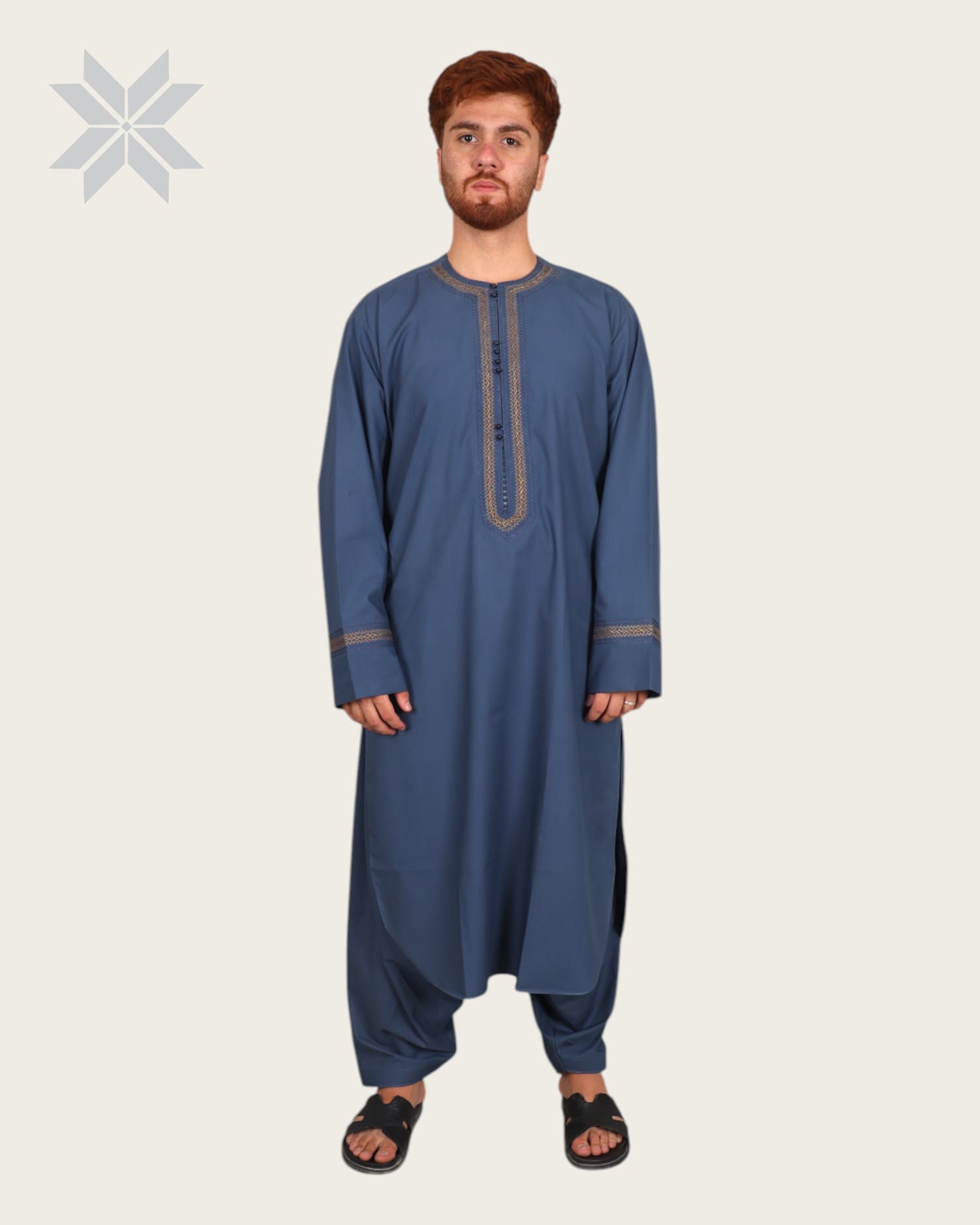 Steel Blue Arabic Style Men Traditional Outfit