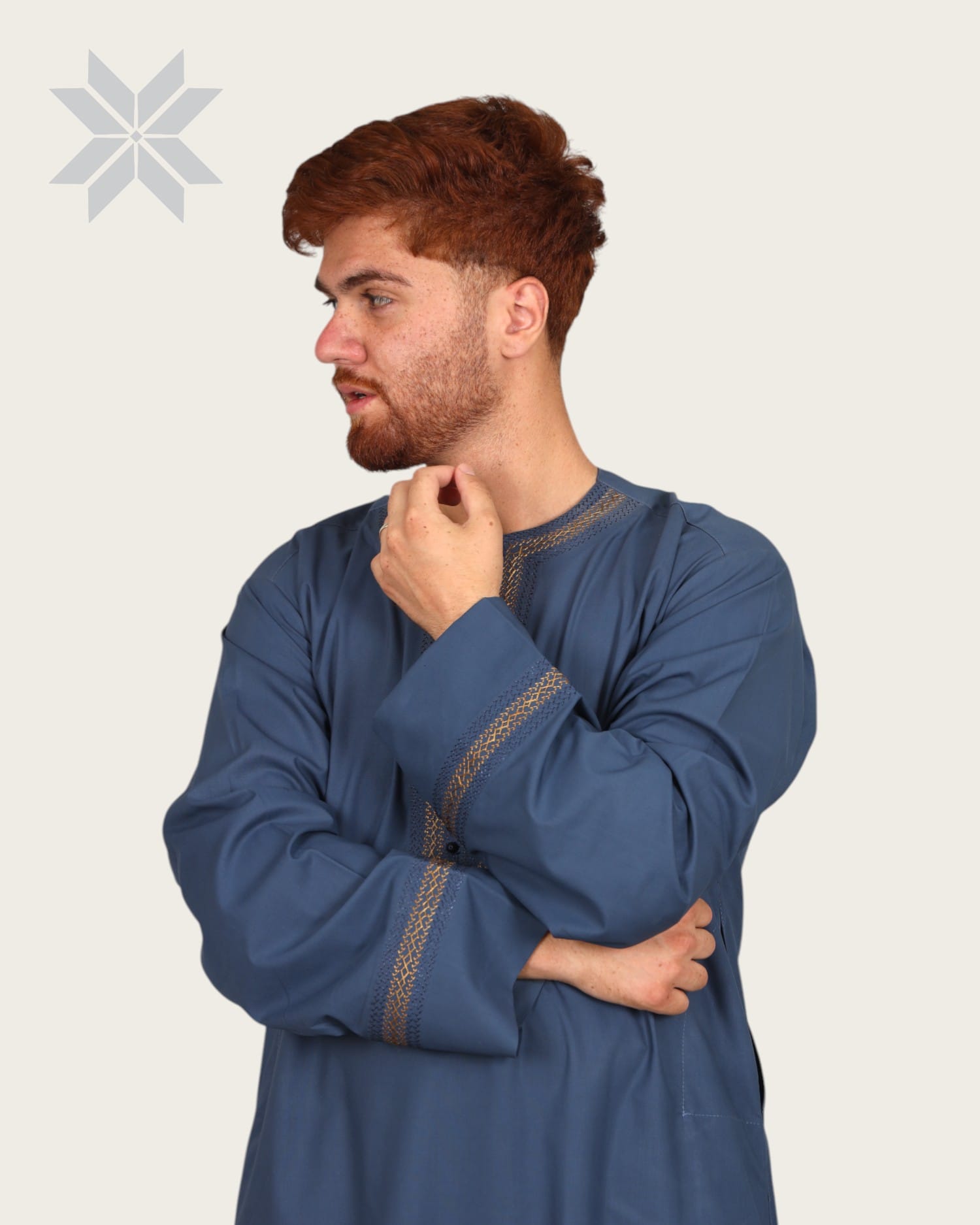 Steel Blue Arabic Style Men Traditional Outfit