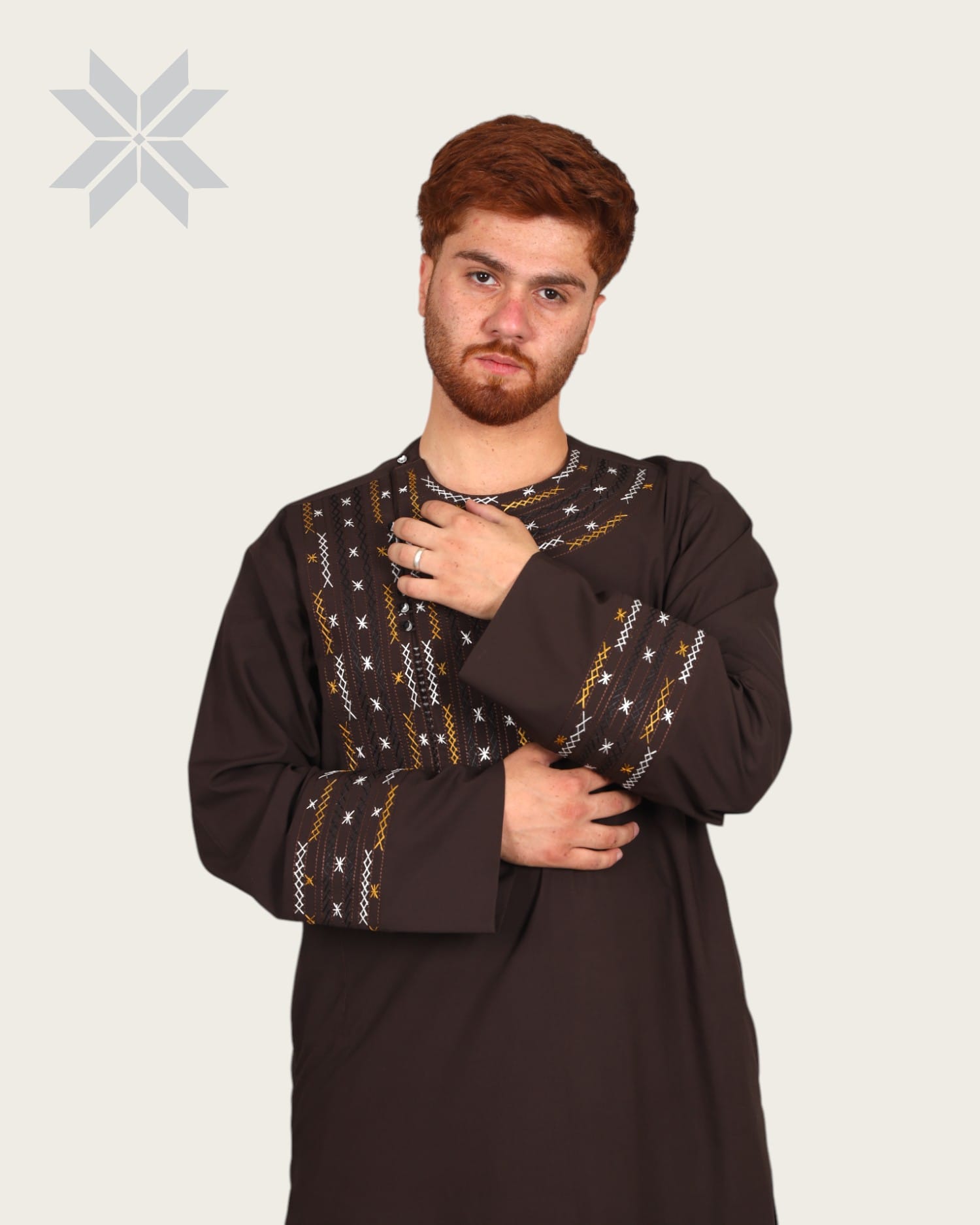 Black Men’s Qassimay Style with Fine Embroidery