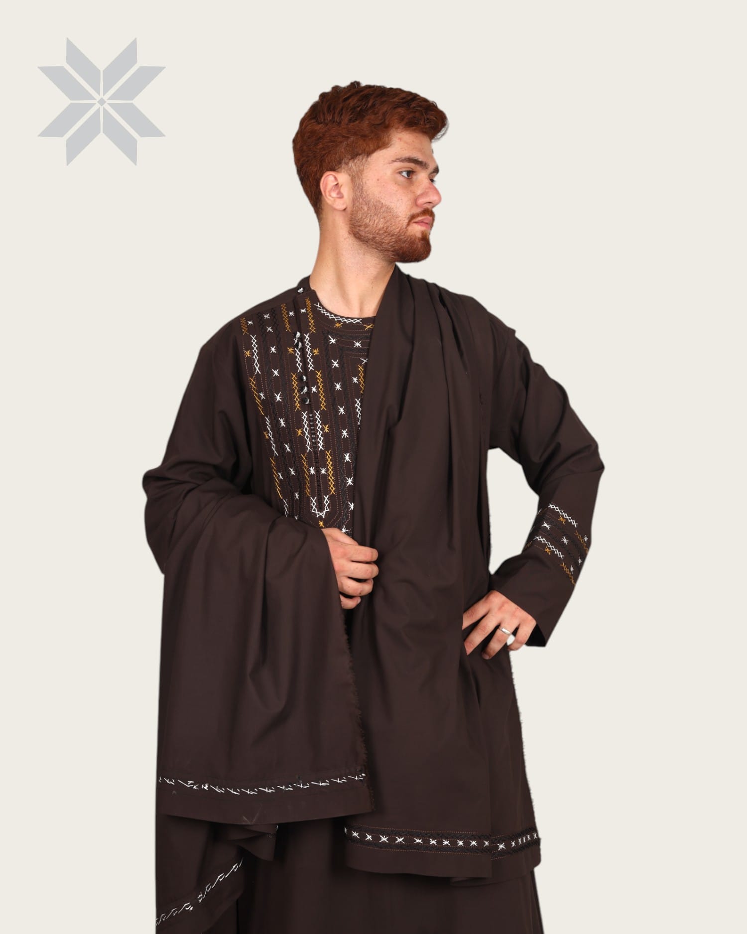 Black Men’s Qassimay Style with Fine Embroidery