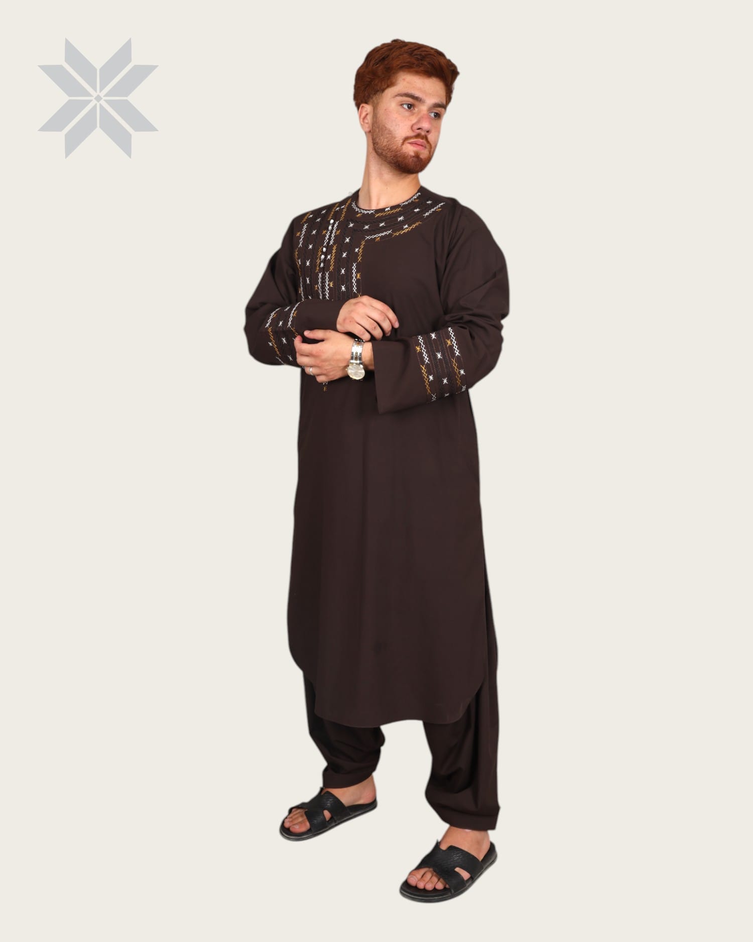 Black Men’s Qassimay Style with Fine Embroidery