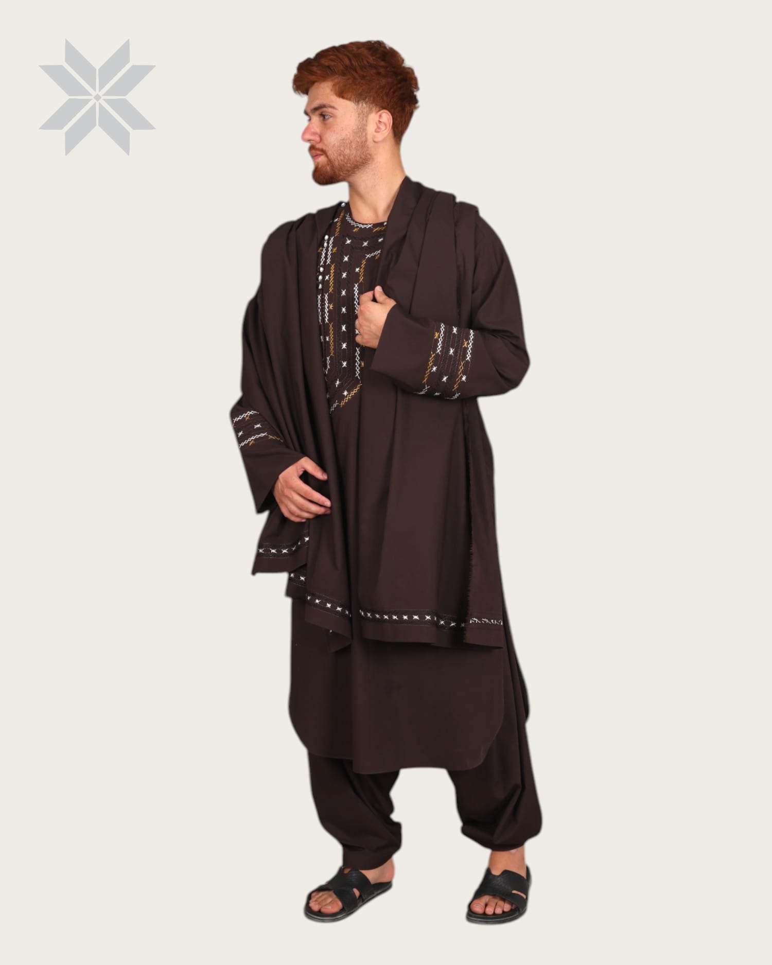 Black Men’s Qassimay Style with Fine Embroidery