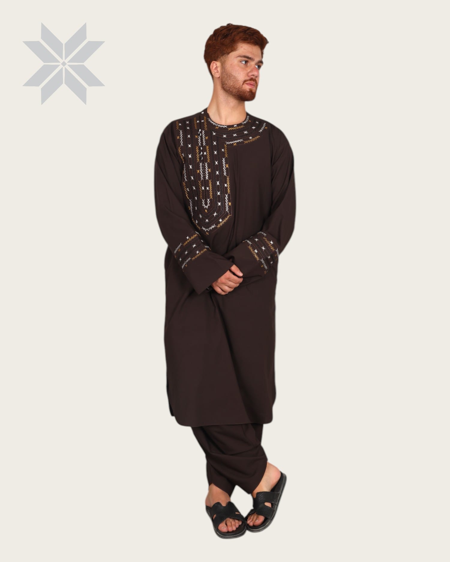 Black Men’s Qassimay Style with Fine Embroidery