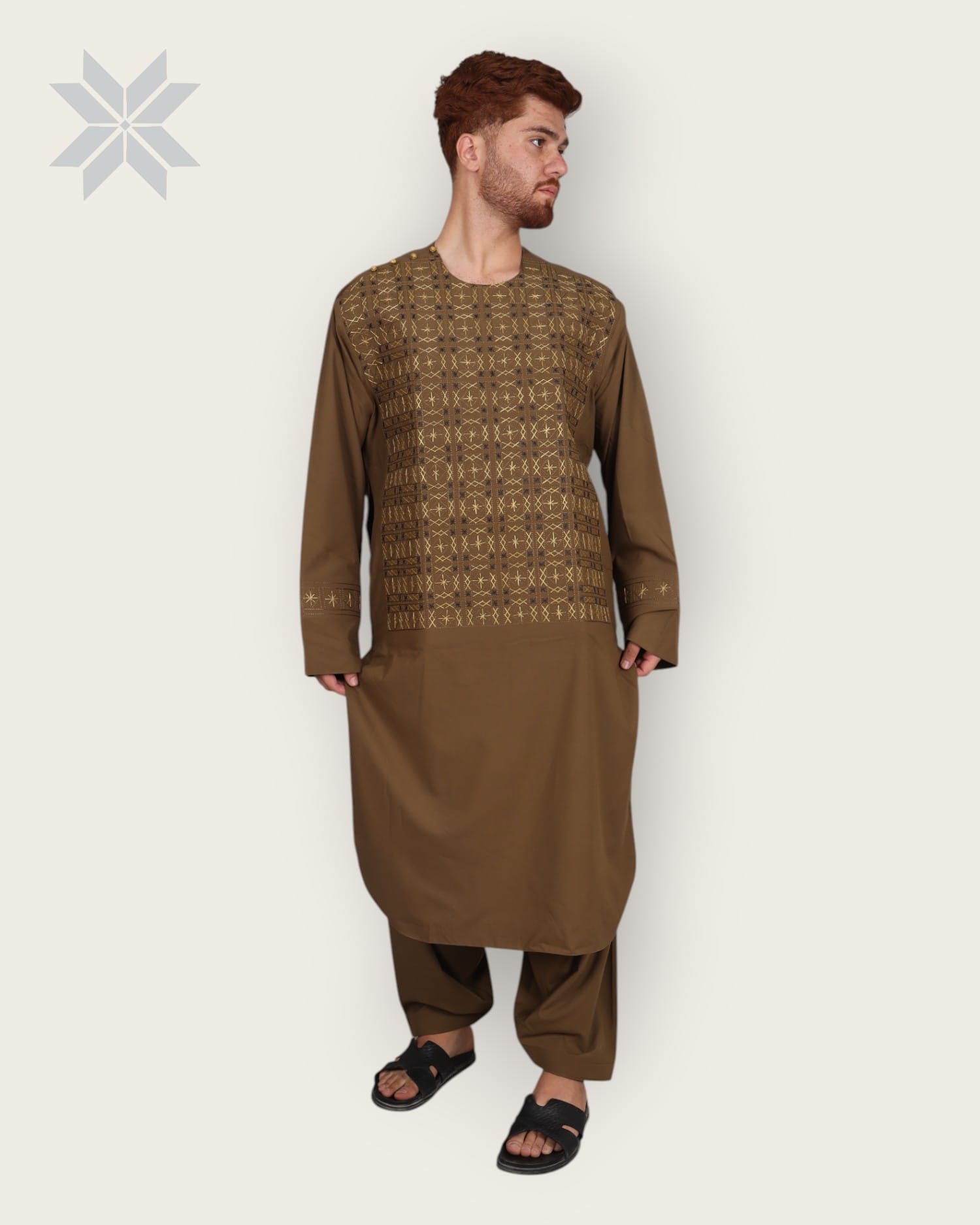 Men’s Handcrafted Embroidered Chest Design Attire