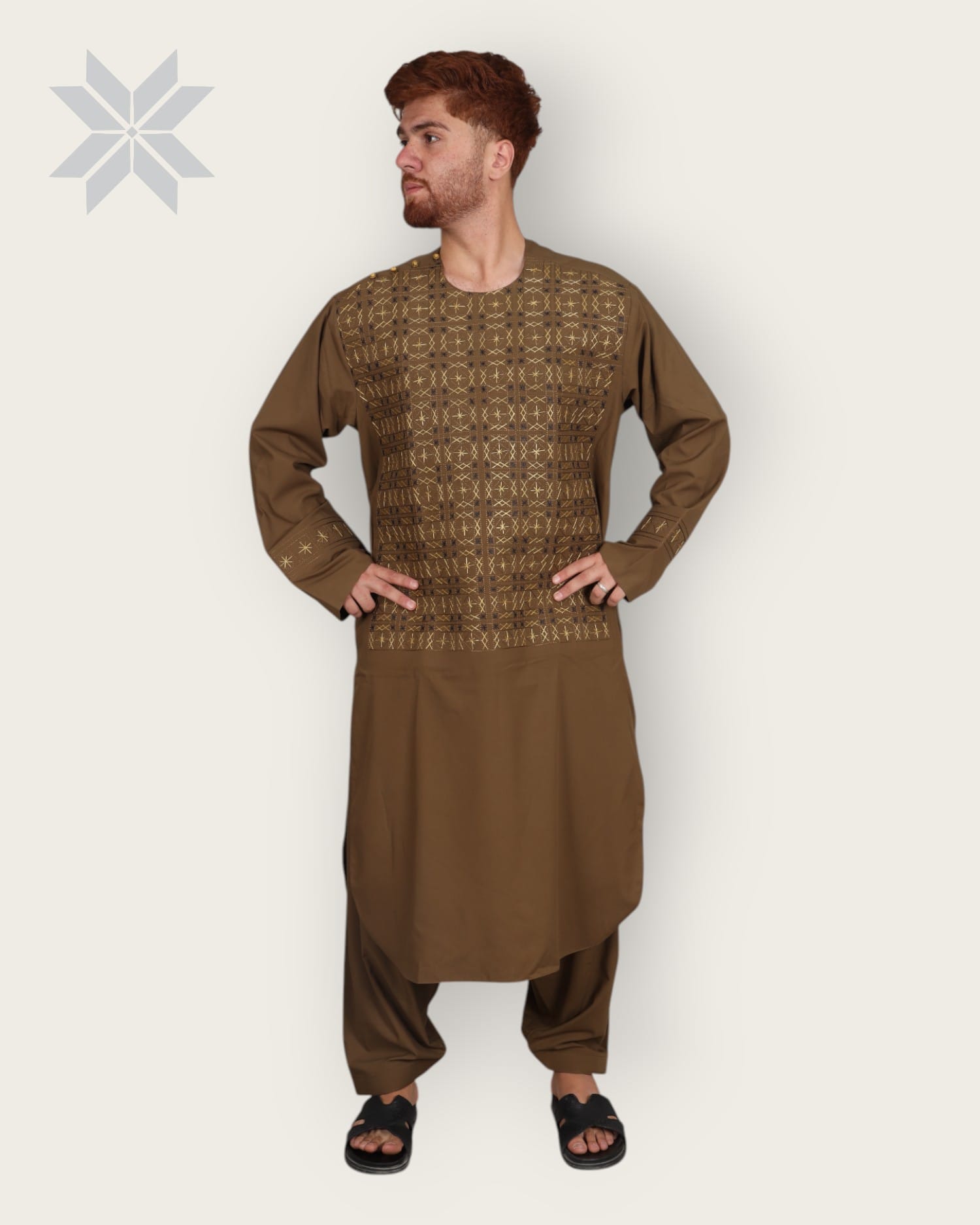 Men’s Handcrafted Embroidered Chest Design Attire