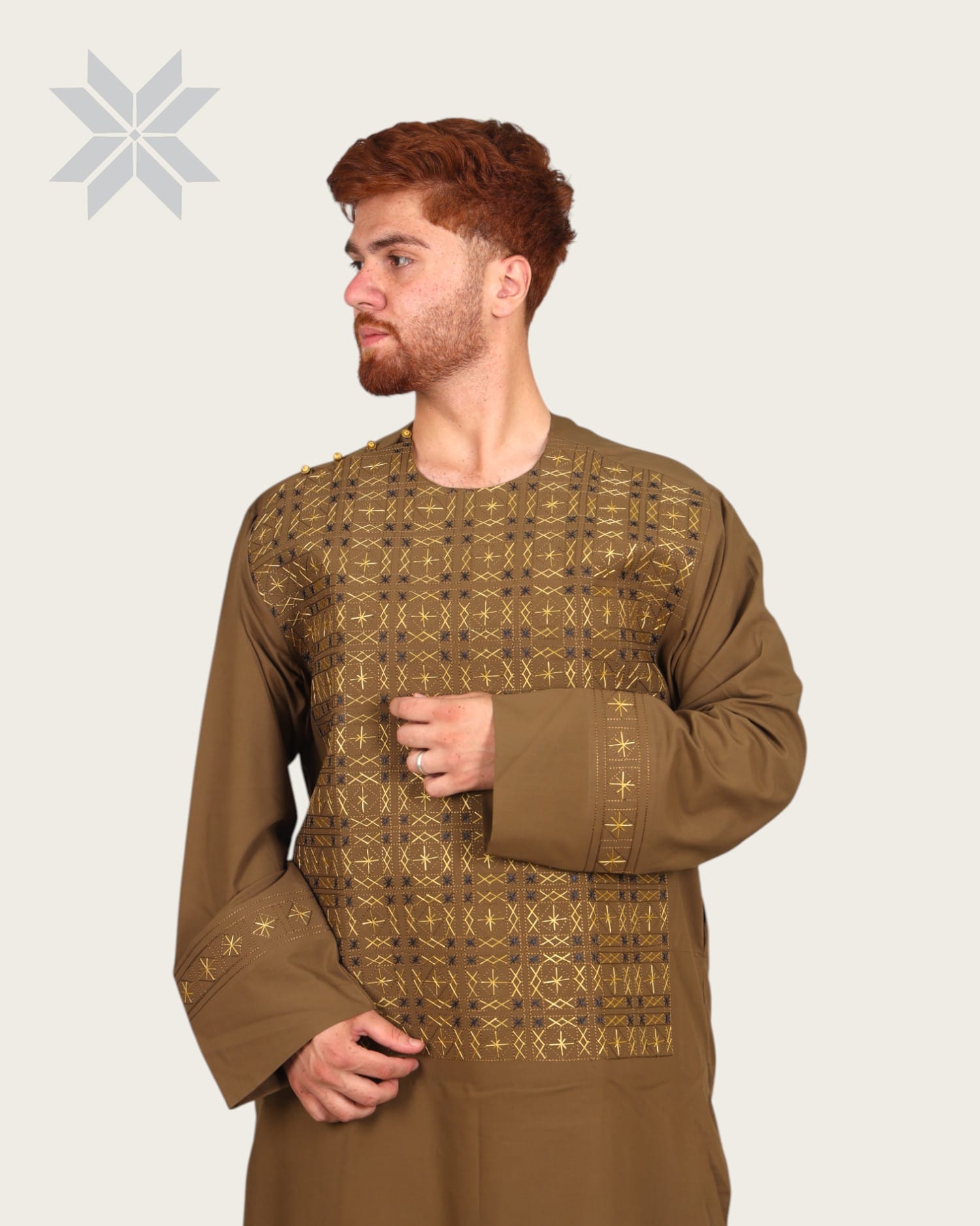 Men’s Handcrafted Embroidered Chest Design Attire