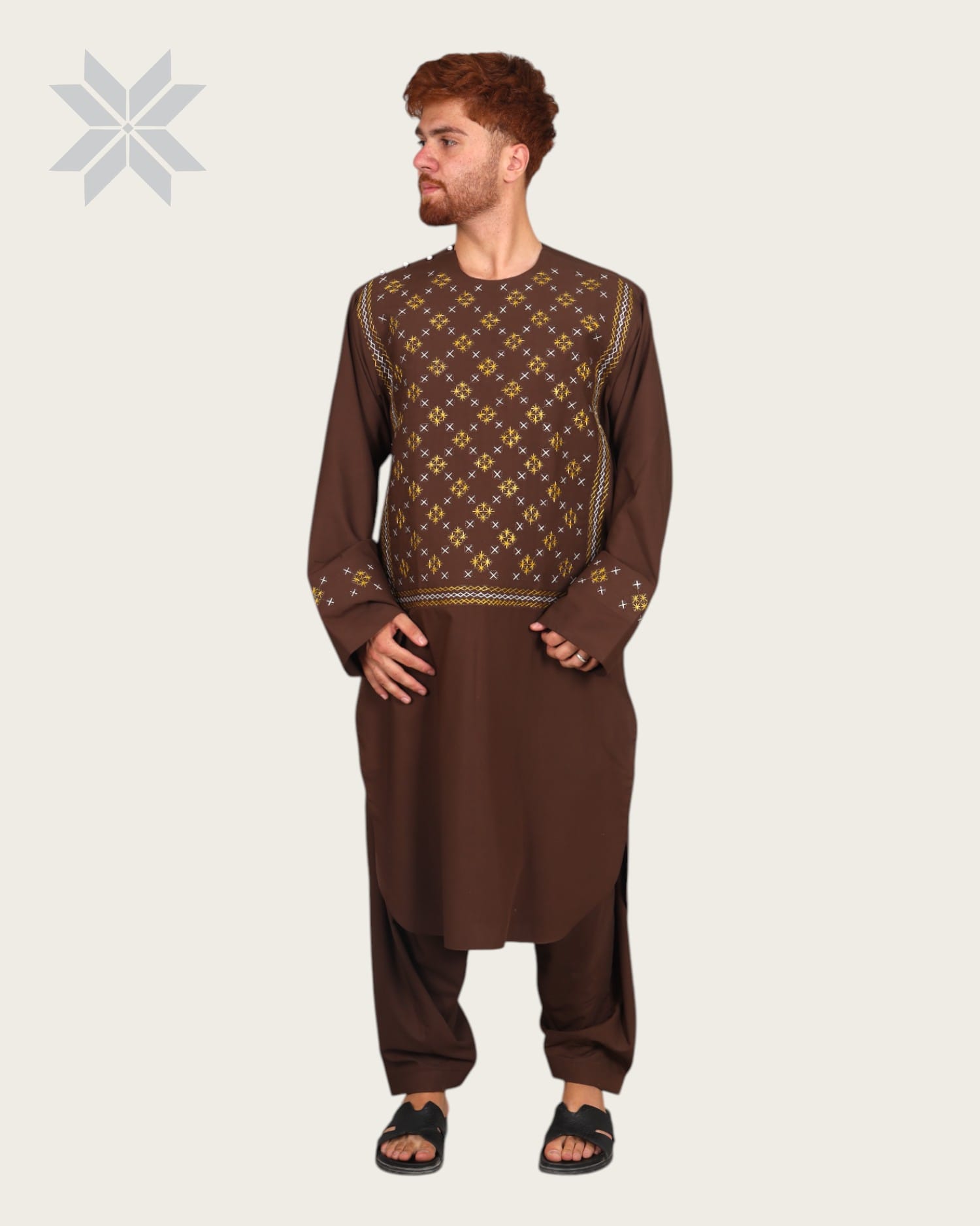 Chocolate Brown Men’s Handcrafted Embroidered Cloth
