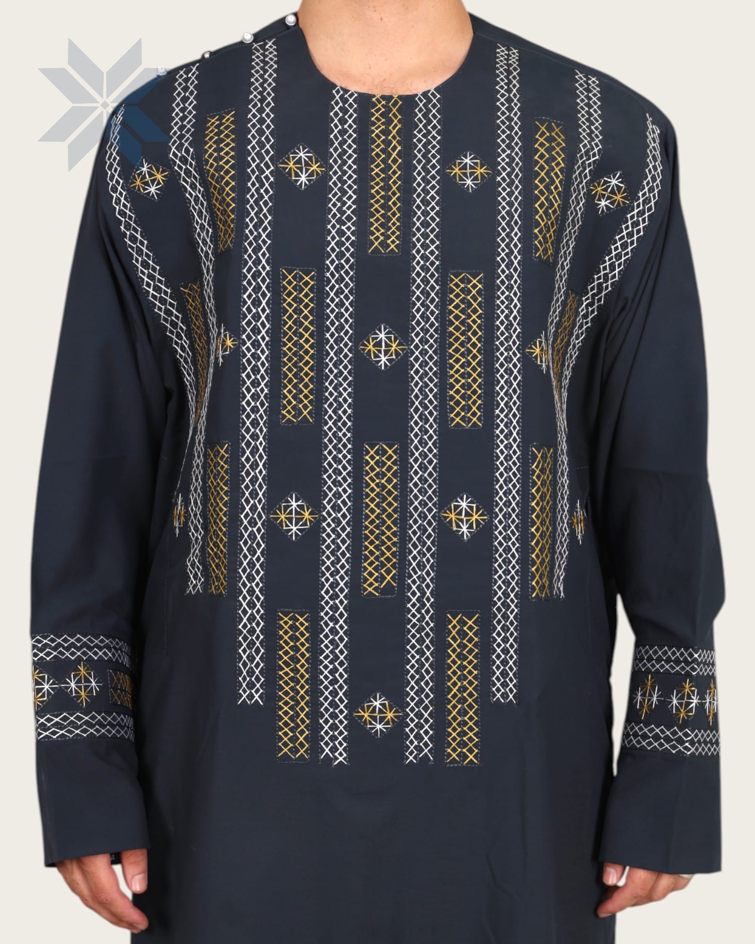 Men’s Cloth with Gold & White Chest Embroidery