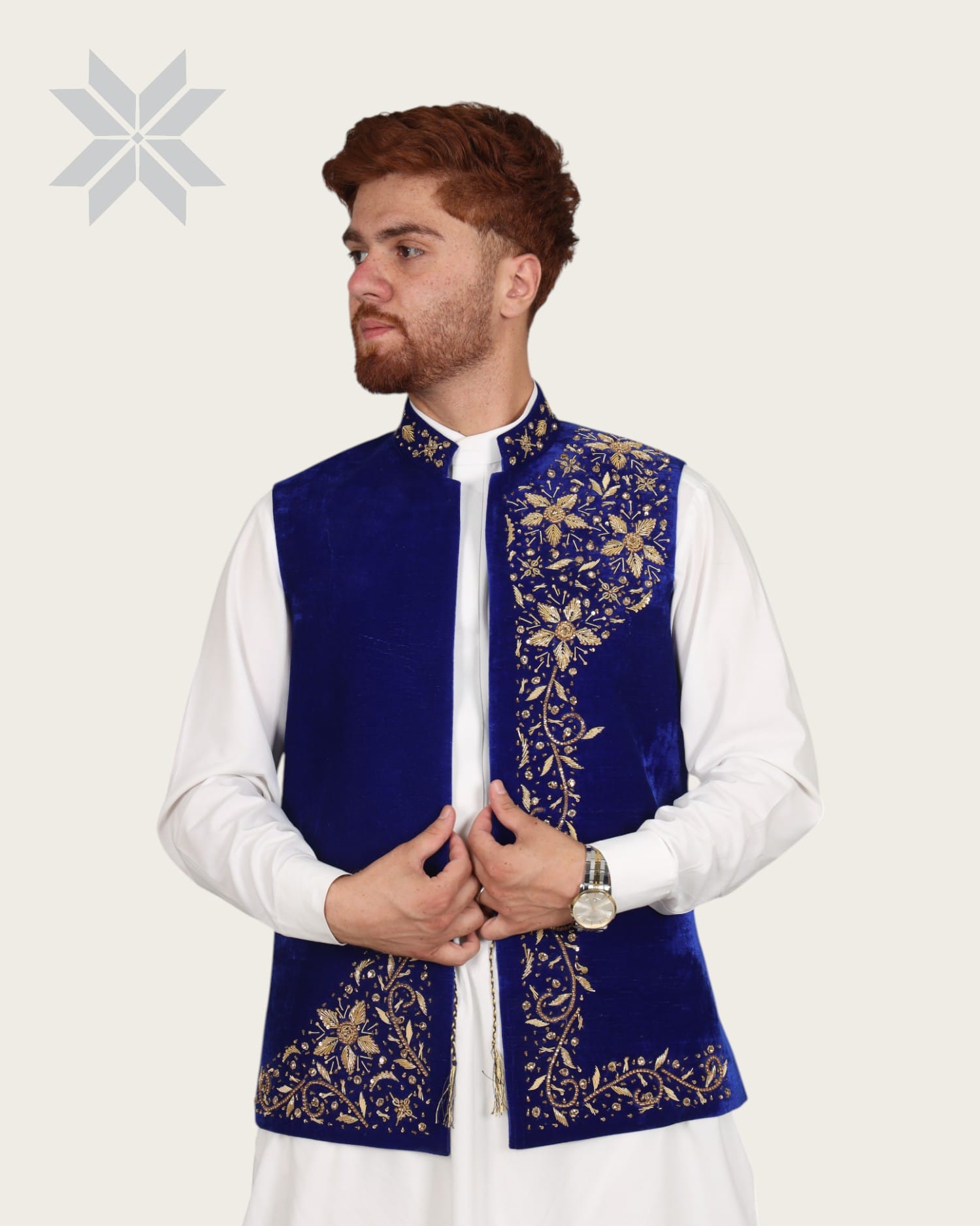 Blue Velvet Silma Men Waistcoat