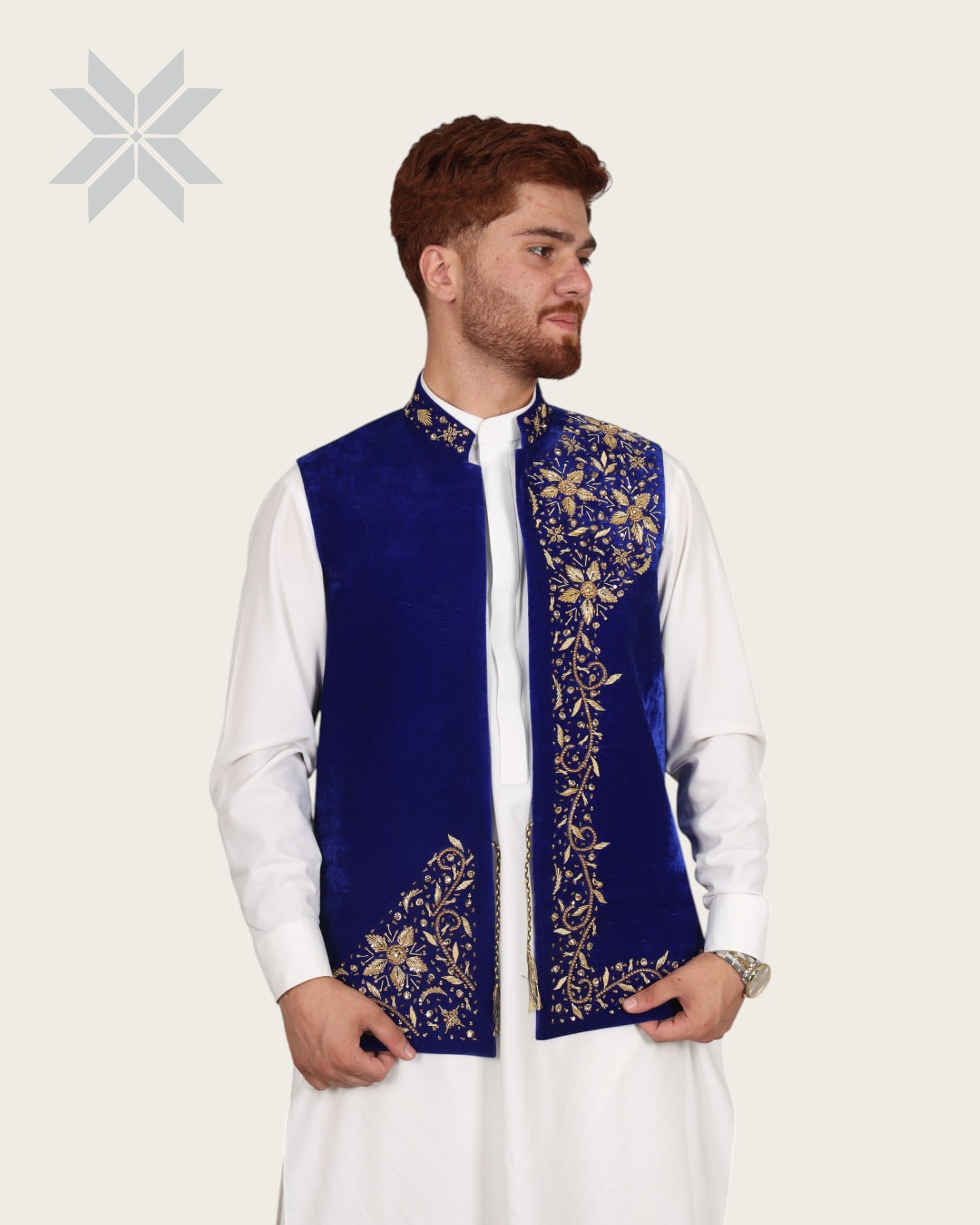 Blue Velvet Silma Men Waistcoat
