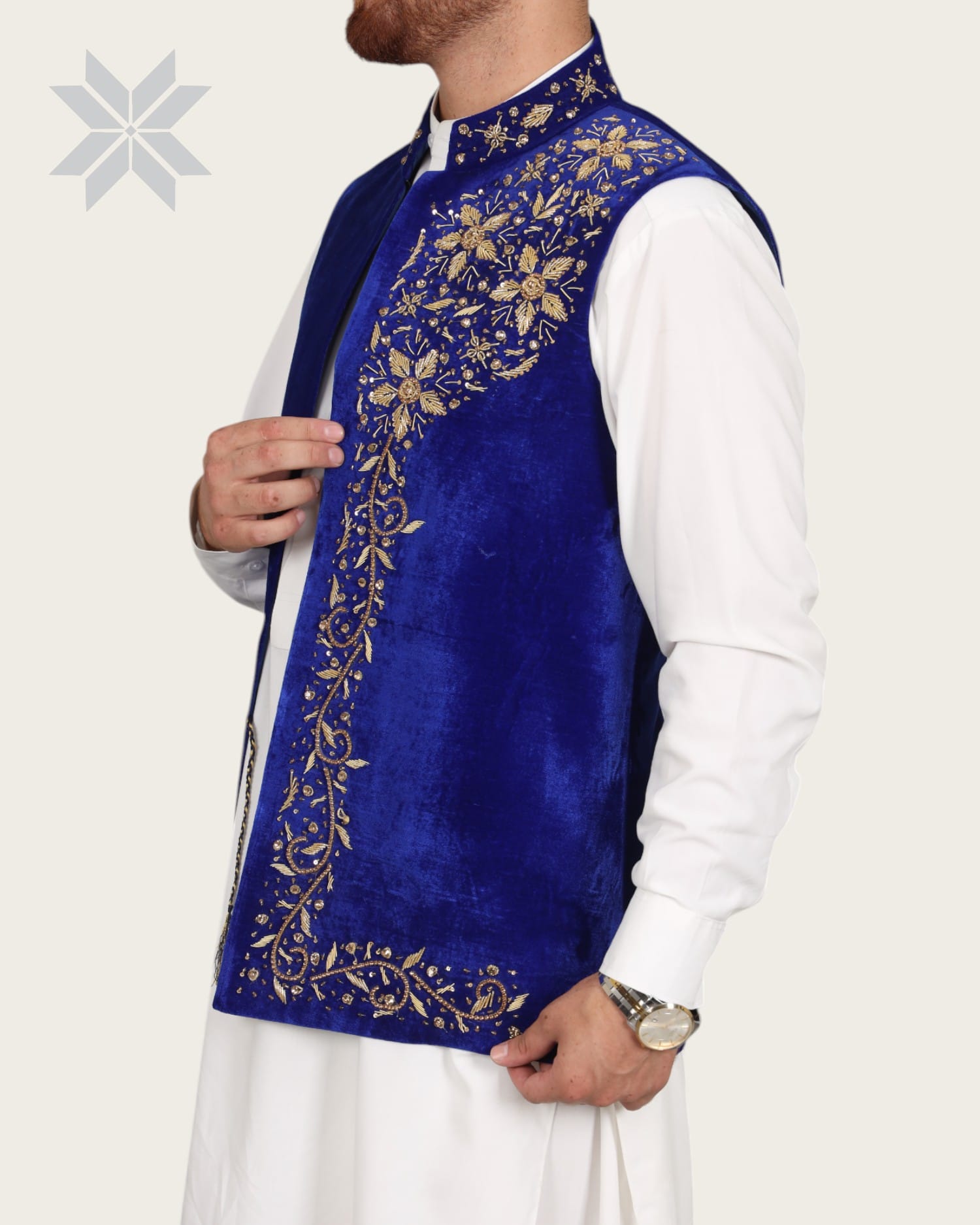Blue Velvet Silma Men Waistcoat