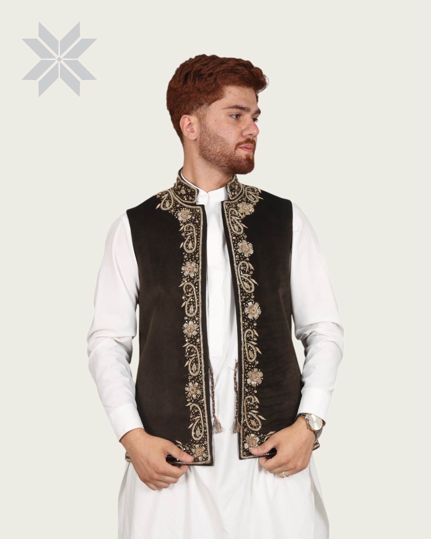 Waistcoat Dark Brown Velvet Men