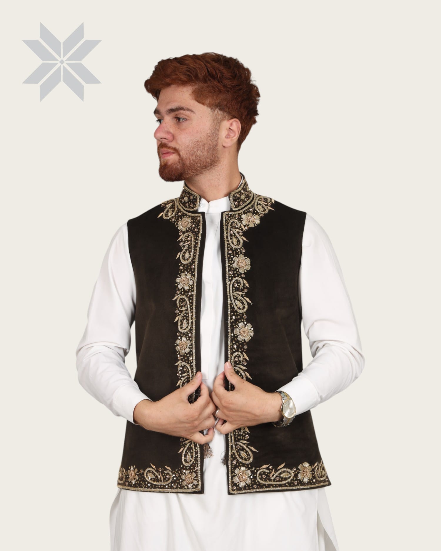 Waistcoat Dark Brown Velvet Men