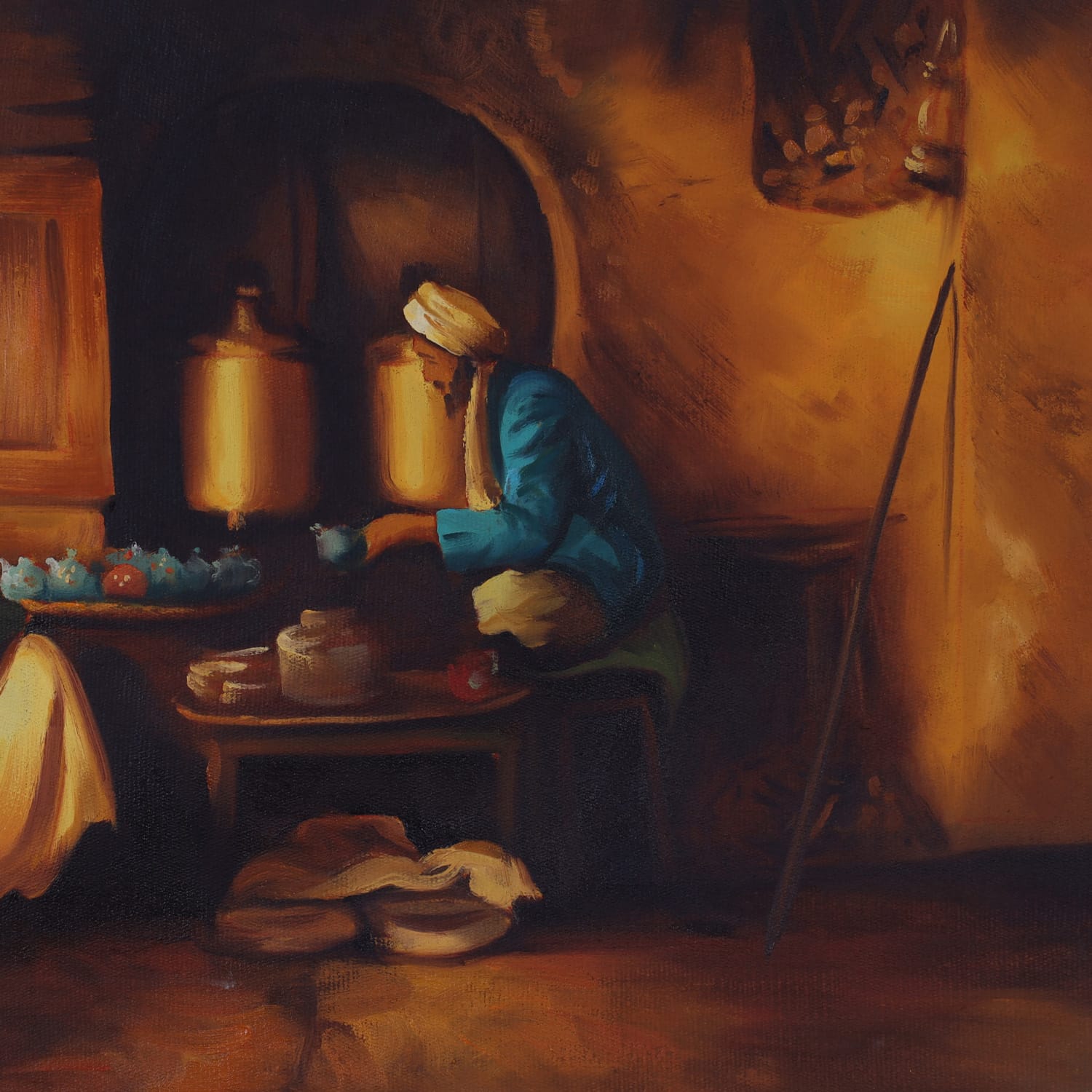 Local Tea Shop Art – Hand-Painted Oil Artwork