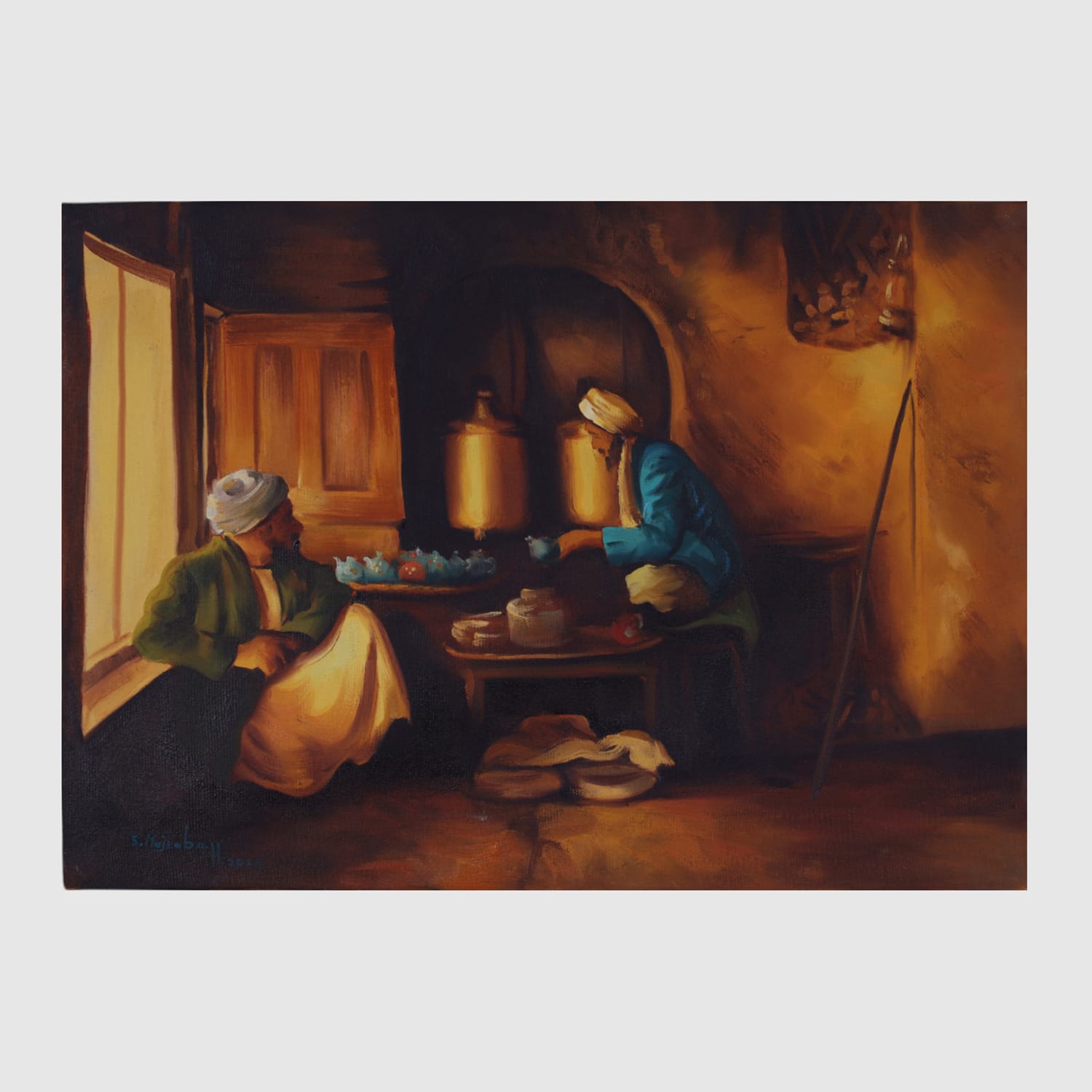 Local Tea Shop Art – Hand-Painted Oil Artwork